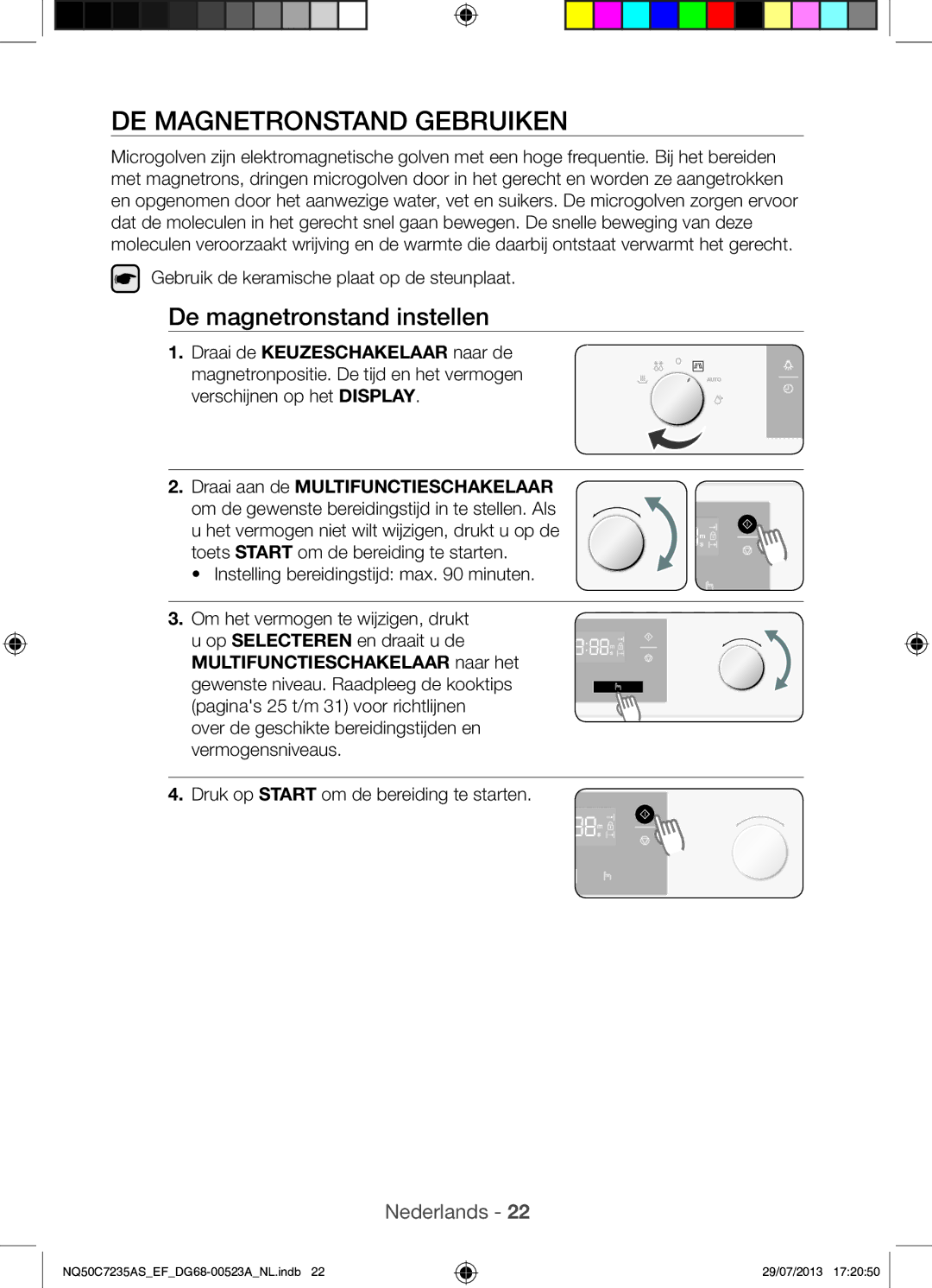 Samsung NQ50C7235AS/EF manual DE Magnetronstand Gebruiken, De magnetronstand instellen 