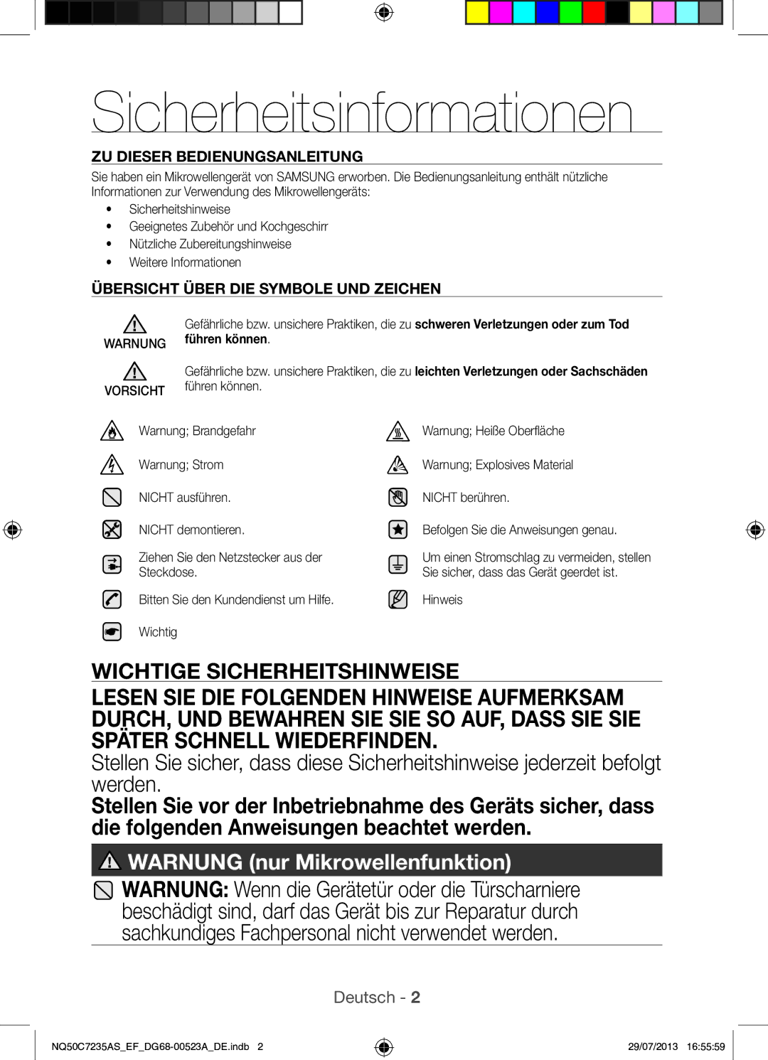 Samsung NQ50C7235AS/EF manual Sicherheitsinformationen, Ziehen Sie den Netzstecker aus der, Steckdose 