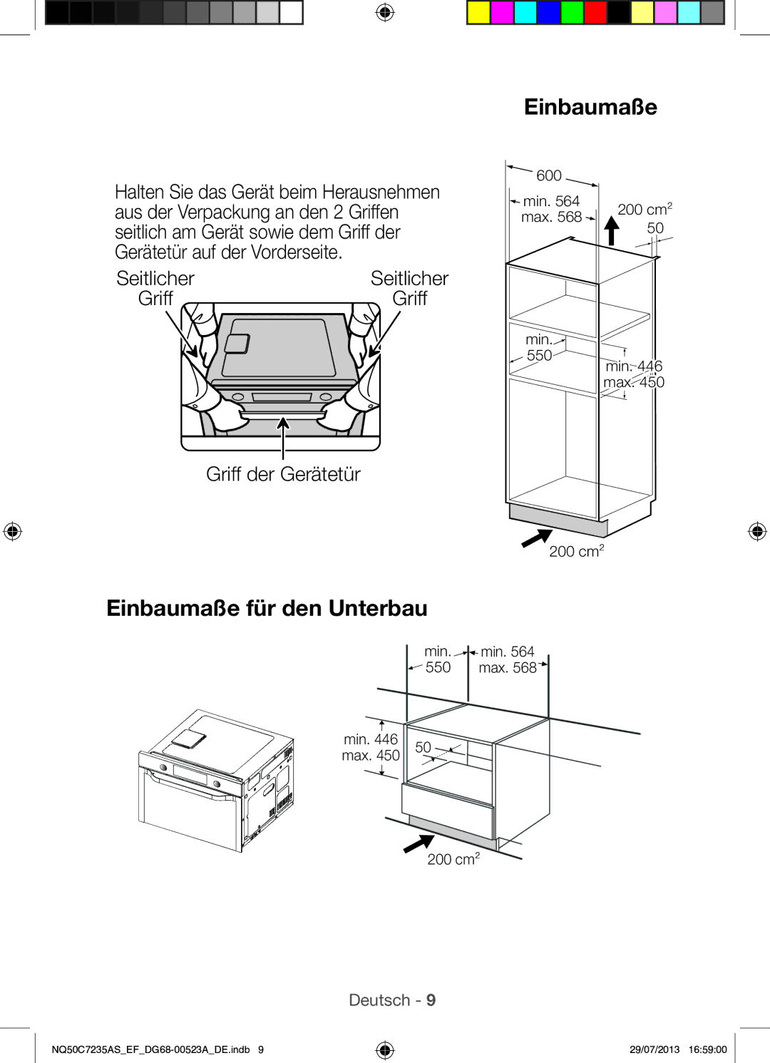 Samsung NQ50C7235AS/EF manual Griff der Gerätetür, Seitlicher Griff 