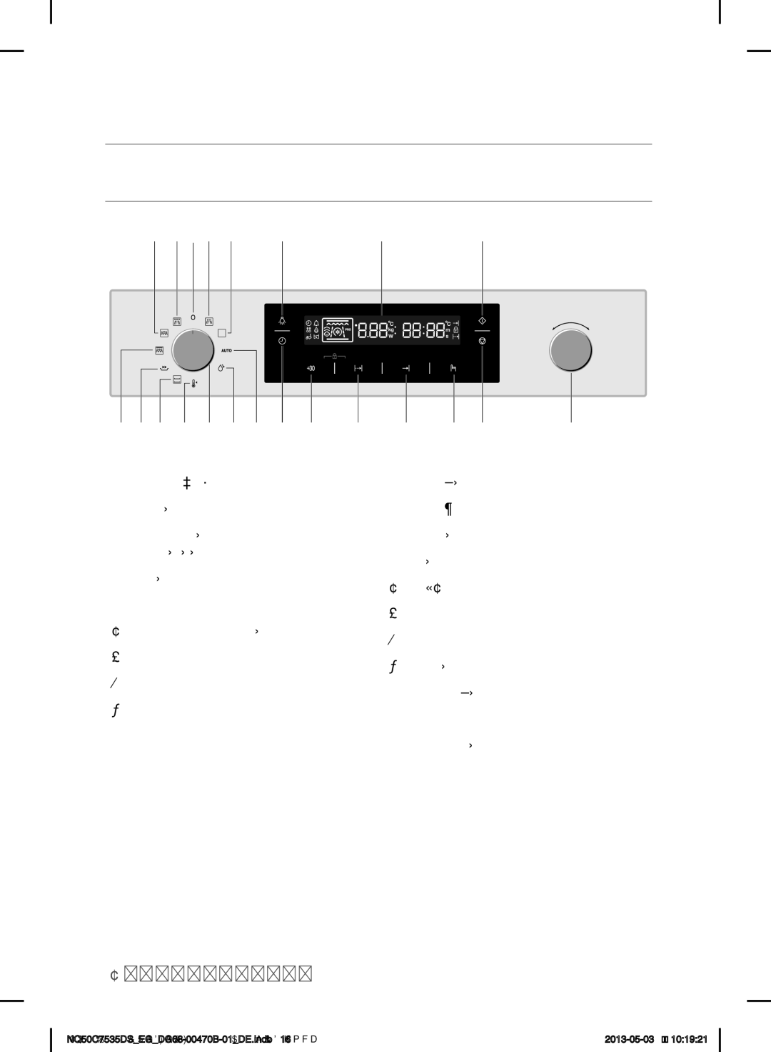 Samsung NQ50C7535DS/EG manual Bedienfeld, Position „AUS, +30s Schnellstart 