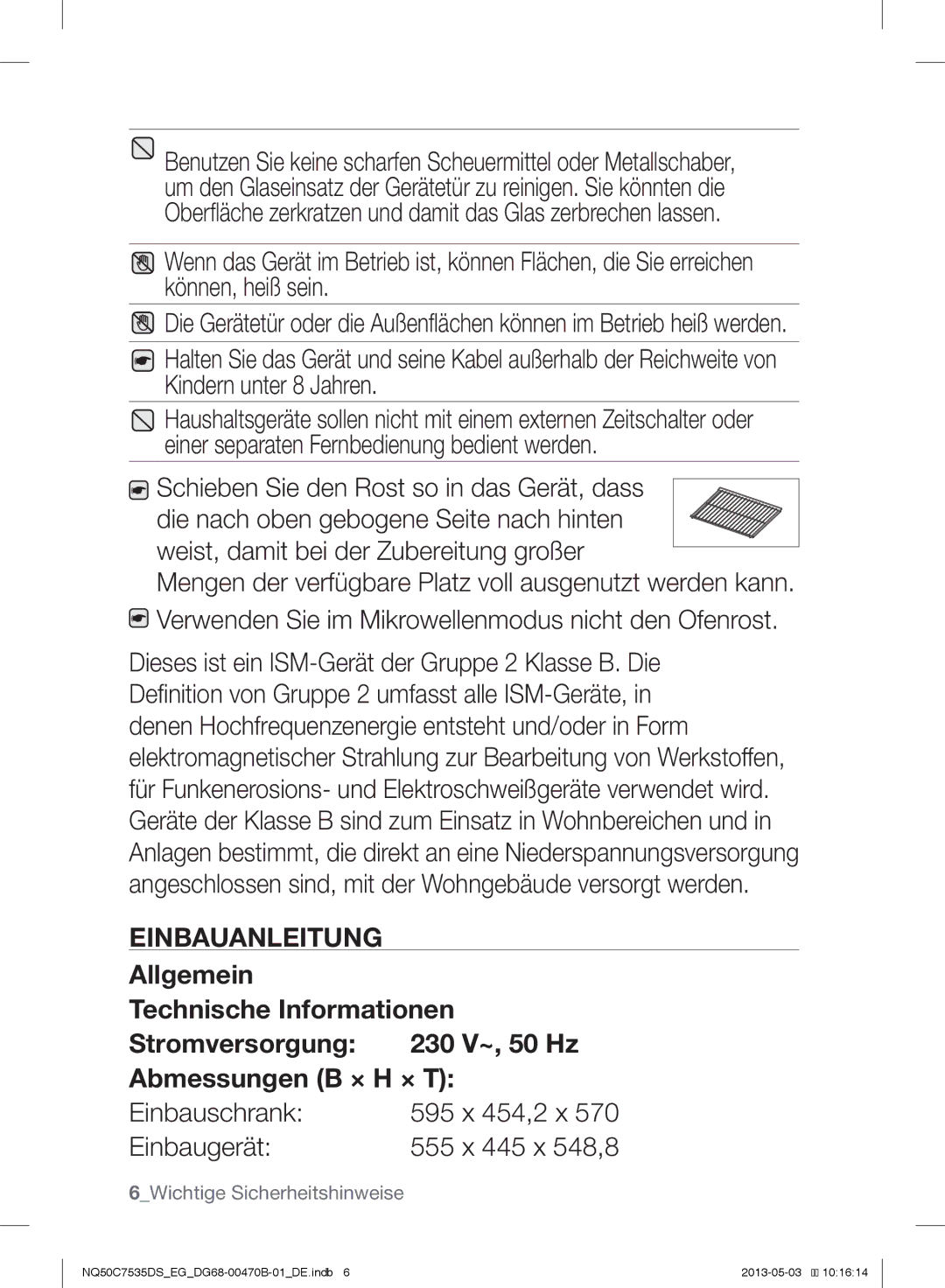 Samsung NQ50C7535DS/EG manual Einbauanleitung 