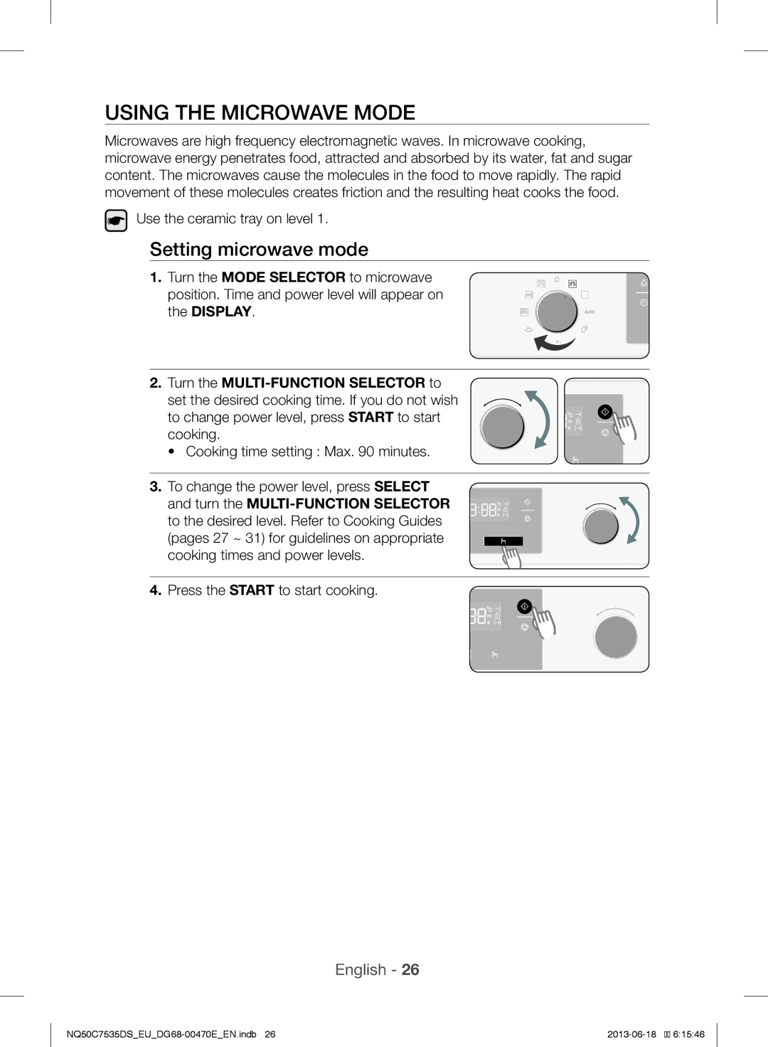 Samsung NQ50C7535DS/EU manual Using the Microwave Mode, Setting microwave mode 