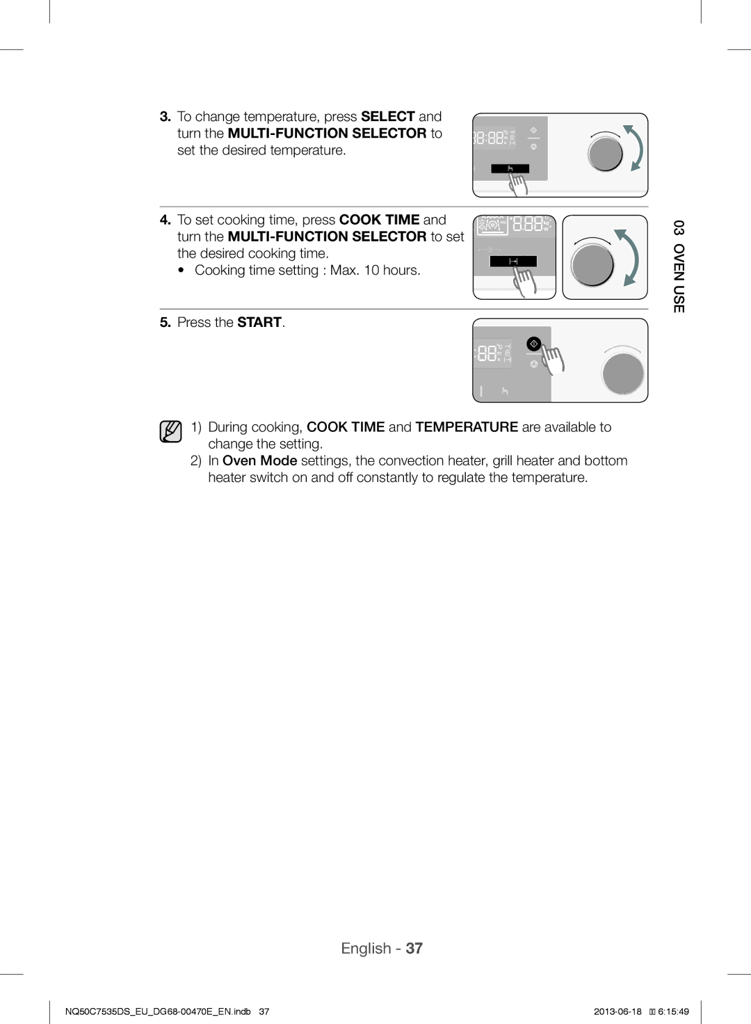 Samsung NQ50C7535DS/EU manual To change temperature, press Select 