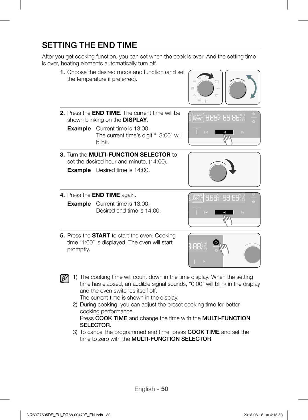 Samsung NQ50C7535DS/EU manual Setting the END Time 