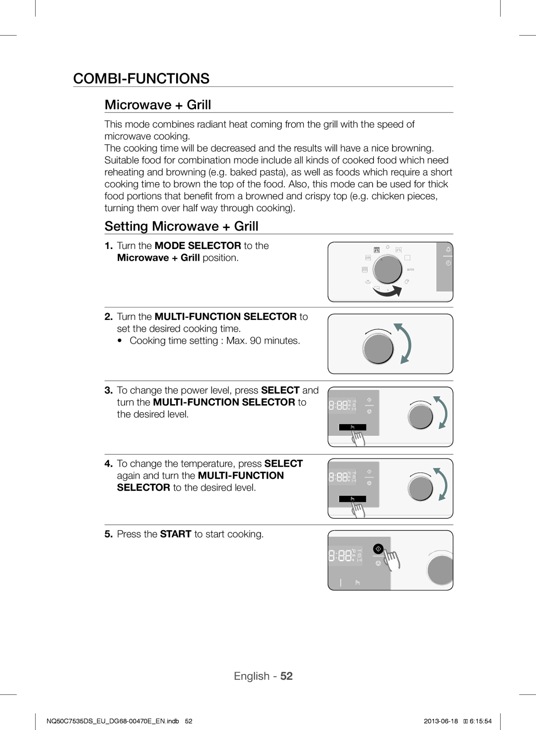 Samsung NQ50C7535DS/EU manual Combi-Functions, Setting Microwave + Grill 