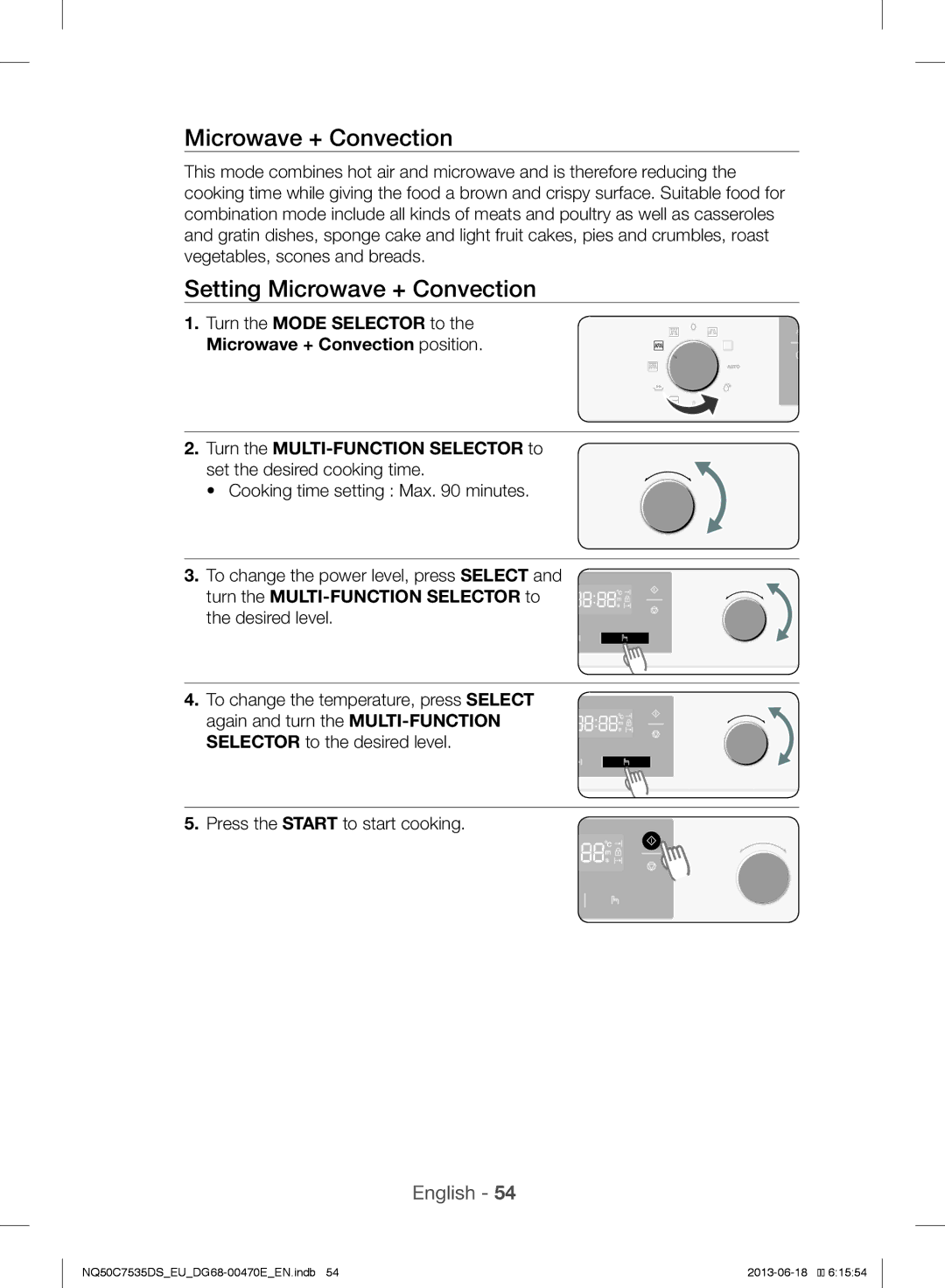 Samsung NQ50C7535DS/EU manual Setting Microwave + Convection 