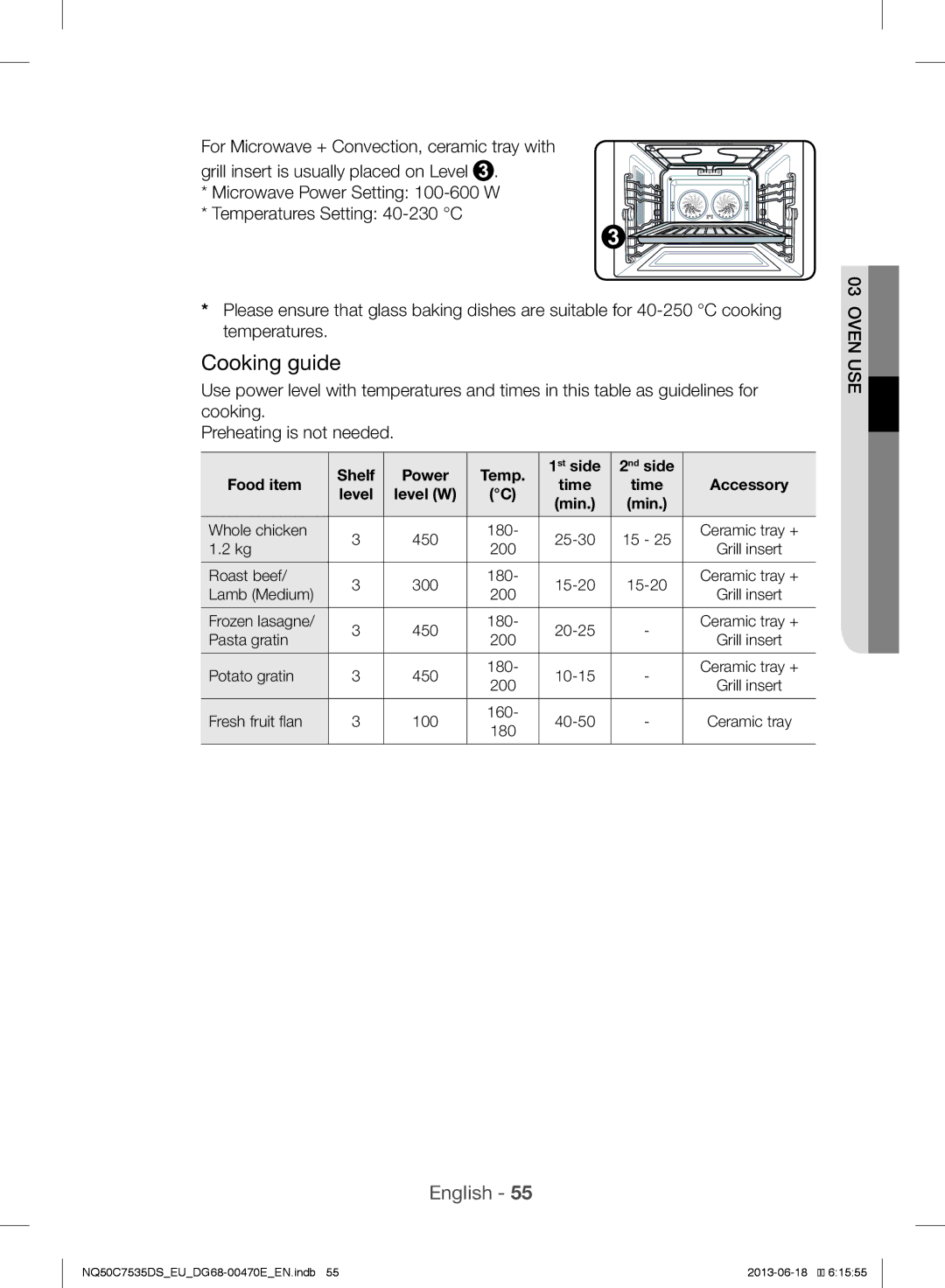 Samsung NQ50C7535DS/EU manual For Microwave + Convection, ceramic tray with 