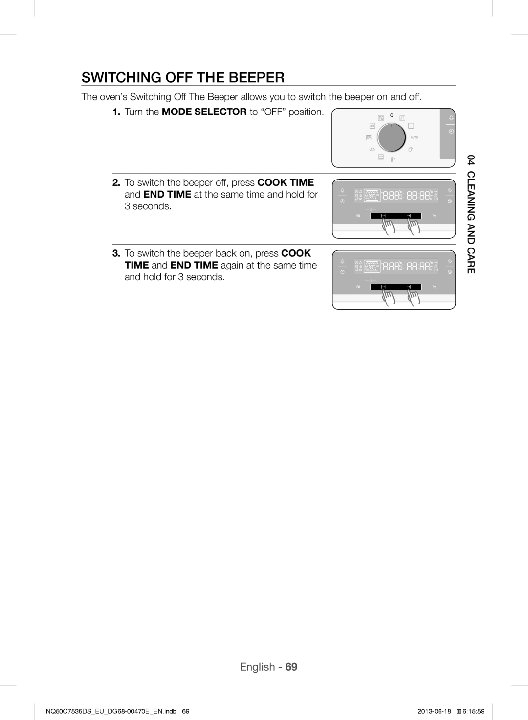 Samsung NQ50C7535DS/EU manual Switching OFF the Beeper 