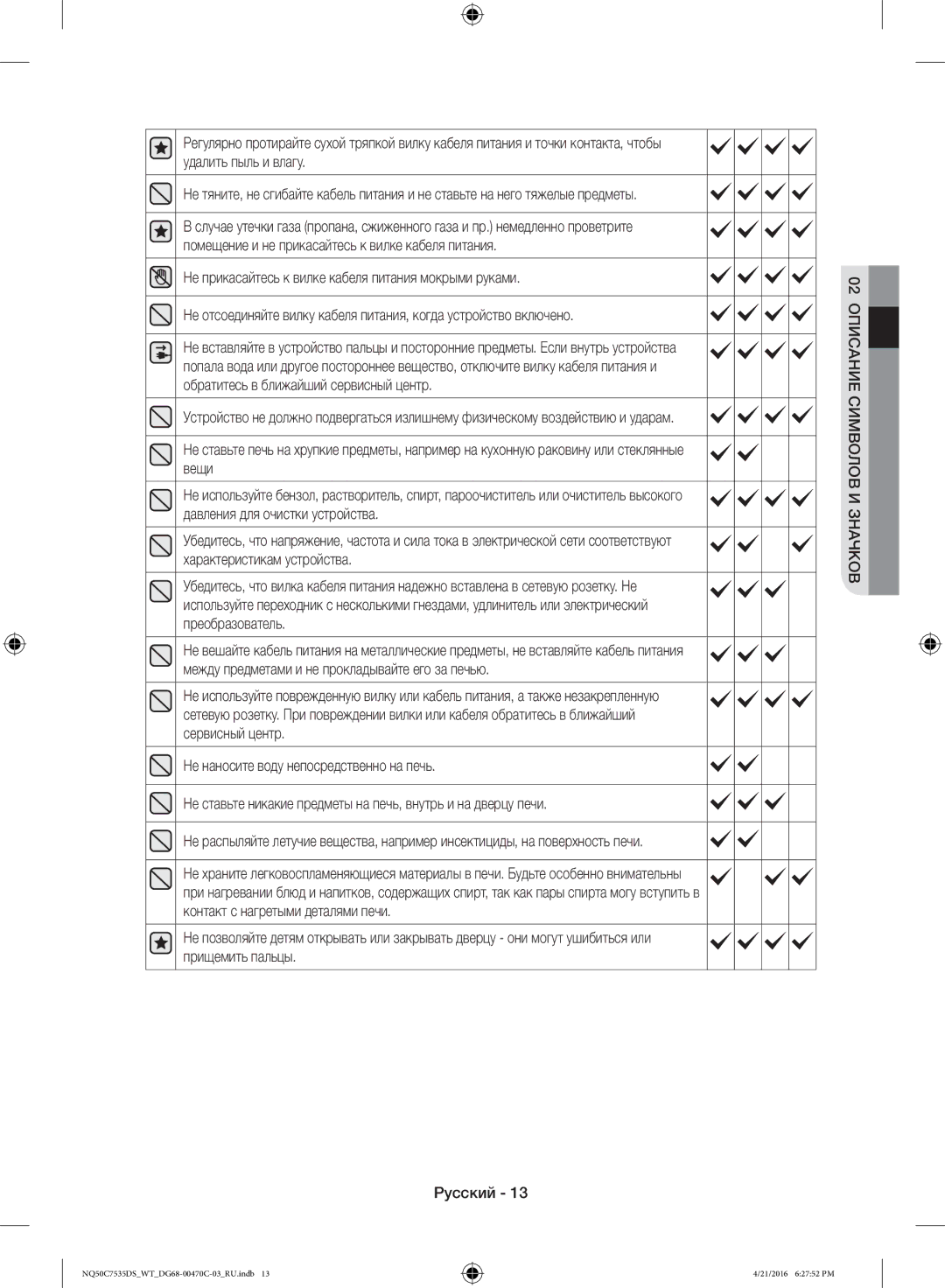 Samsung NQ50C7535DS/WT manual NQ50C7535DSWTDG68-00470C-03RU.indb 21/2016 62752 PM 