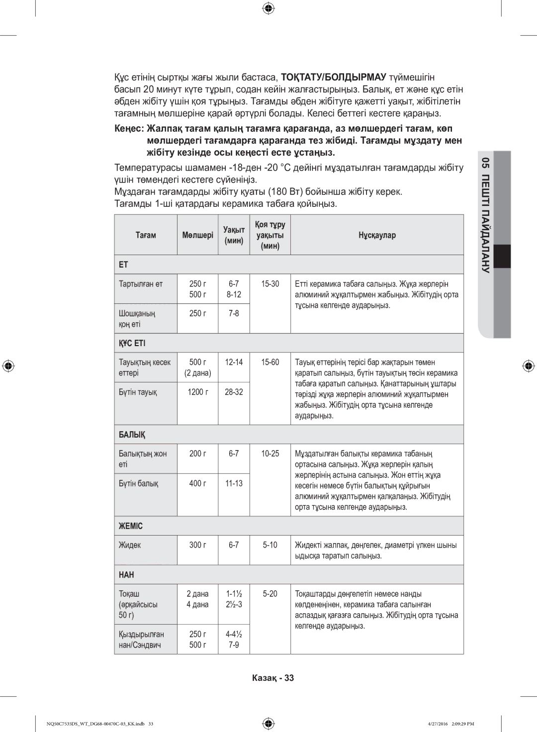 Samsung NQ50C7535DS/WT Тартылған ет, Тұсына келгенде аударыңыз, Шошқаның, Қоң еті, Еттері, Бүтін тауық, Аударыңыз, Еті 