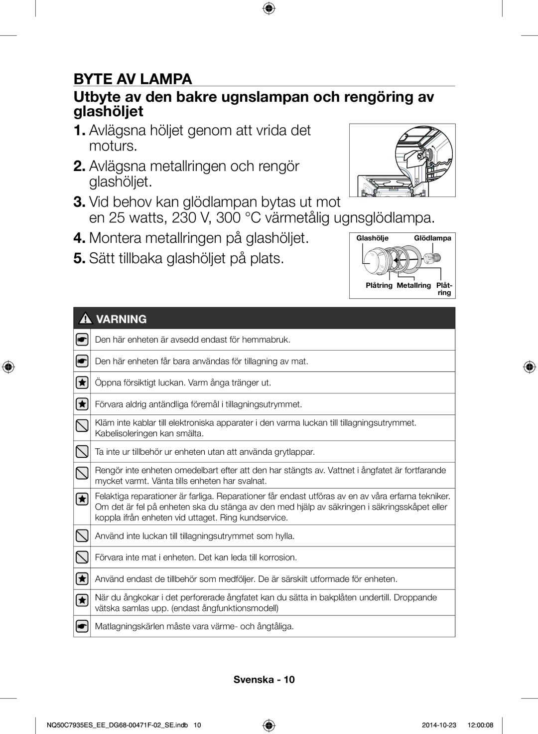 Samsung NQ50C7935ES/EE manual Varning 