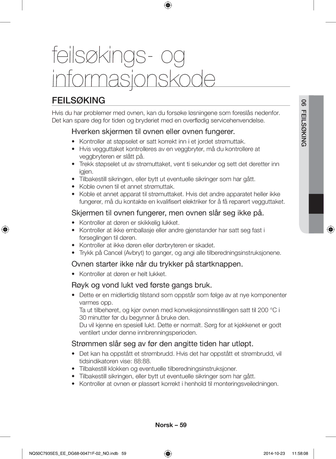 Samsung NQ50C7935ES/EE manual Feilsøking 