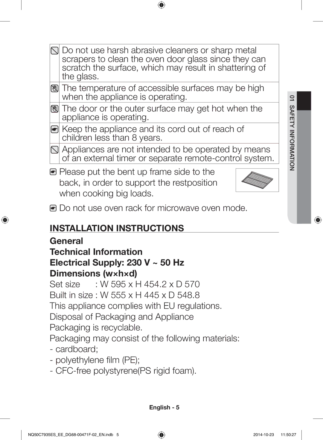 Samsung NQ50C7935ES/EE manual Safety information 