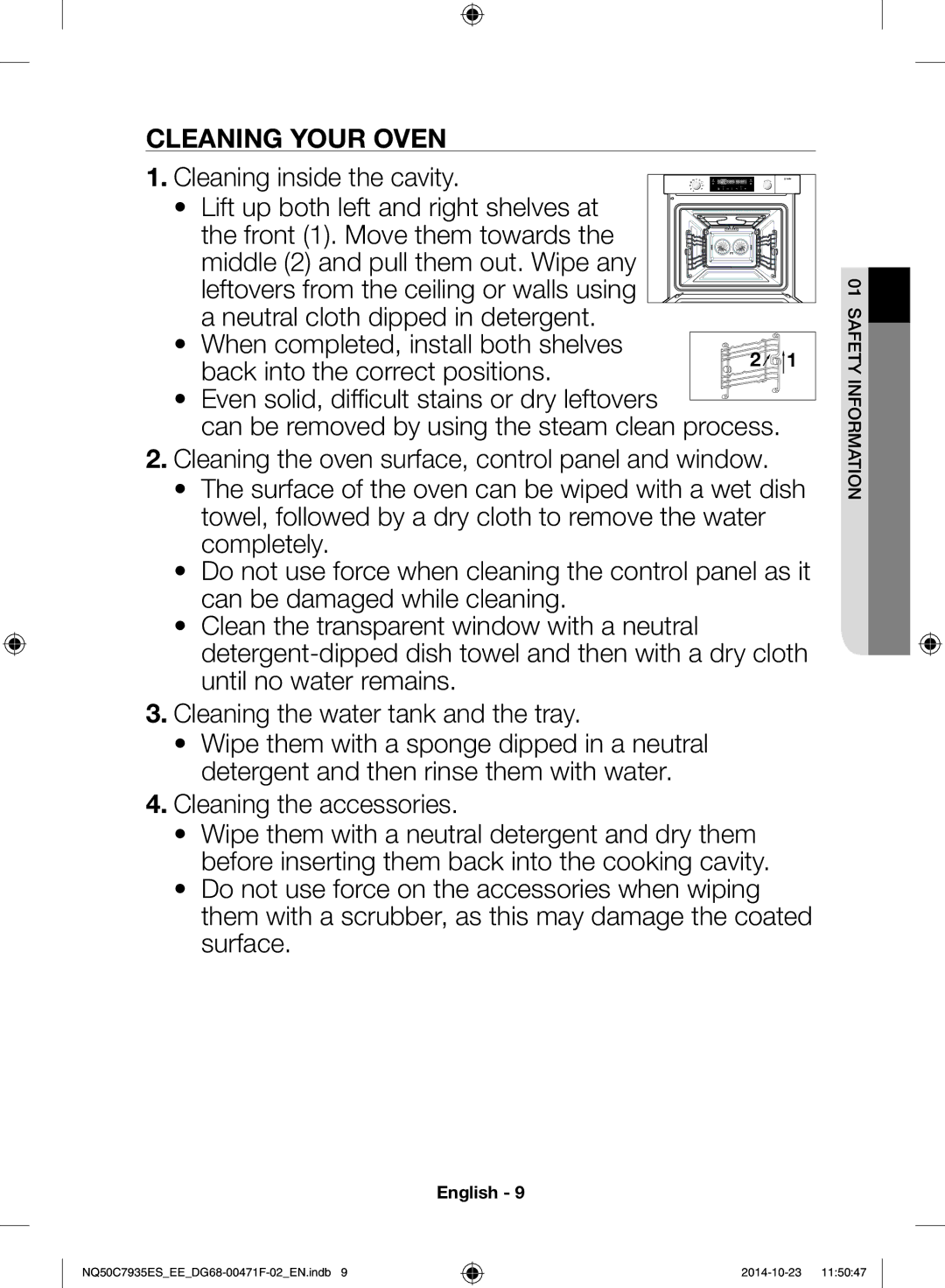 Samsung NQ50C7935ES/EE manual Cleaning your oven, Can be removed by using the steam clean process 