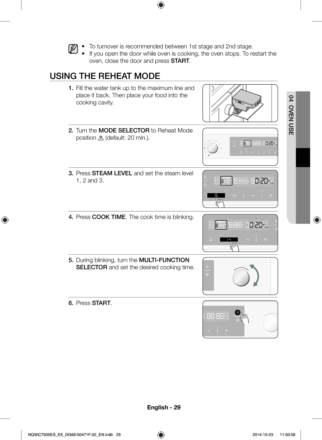 Samsung NQ50C7935ES/EE manual Using the reheat mode 