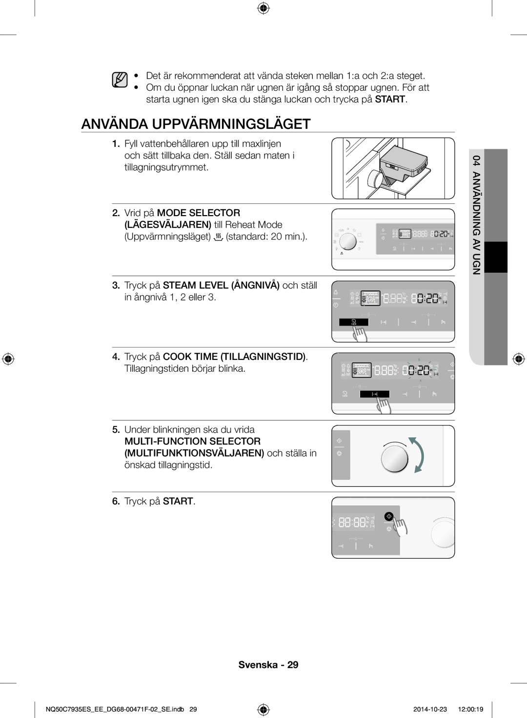 Samsung NQ50C7935ES/EE manual Använda uppvärmningsläget 