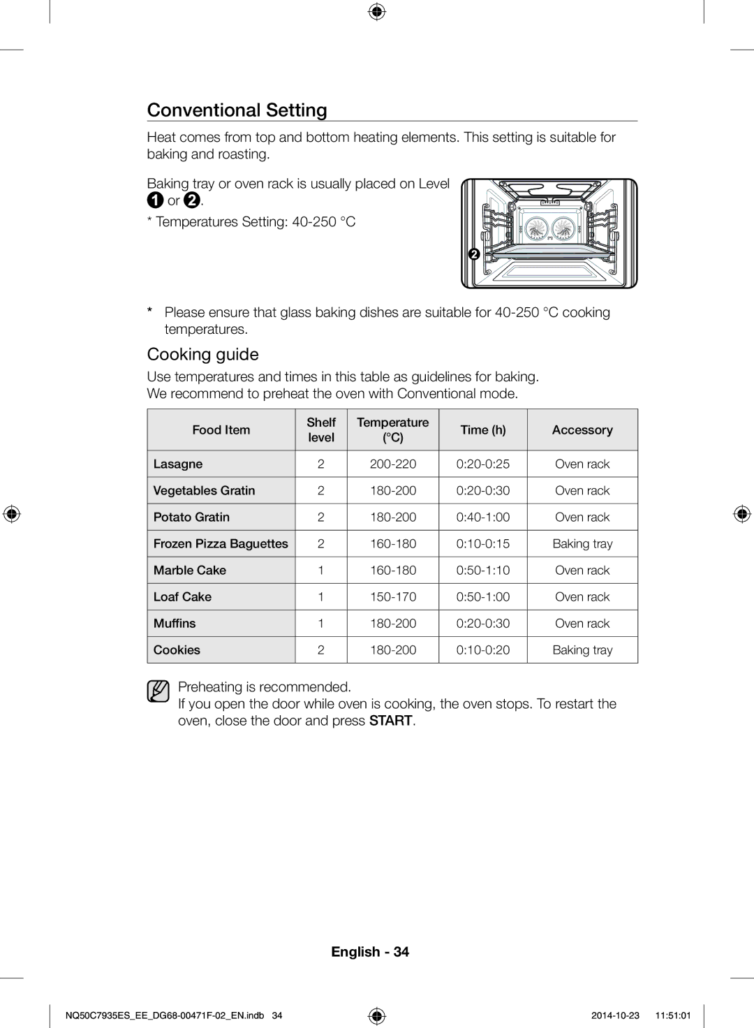 Samsung NQ50C7935ES/EE manual Conventional Setting 