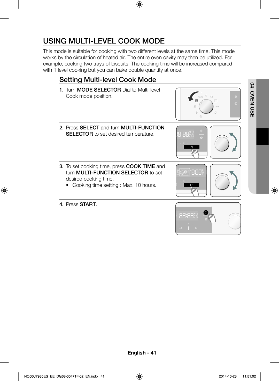 Samsung NQ50C7935ES/EE manual Using multi-level cook mode, Setting Multi-level Cook Mode 