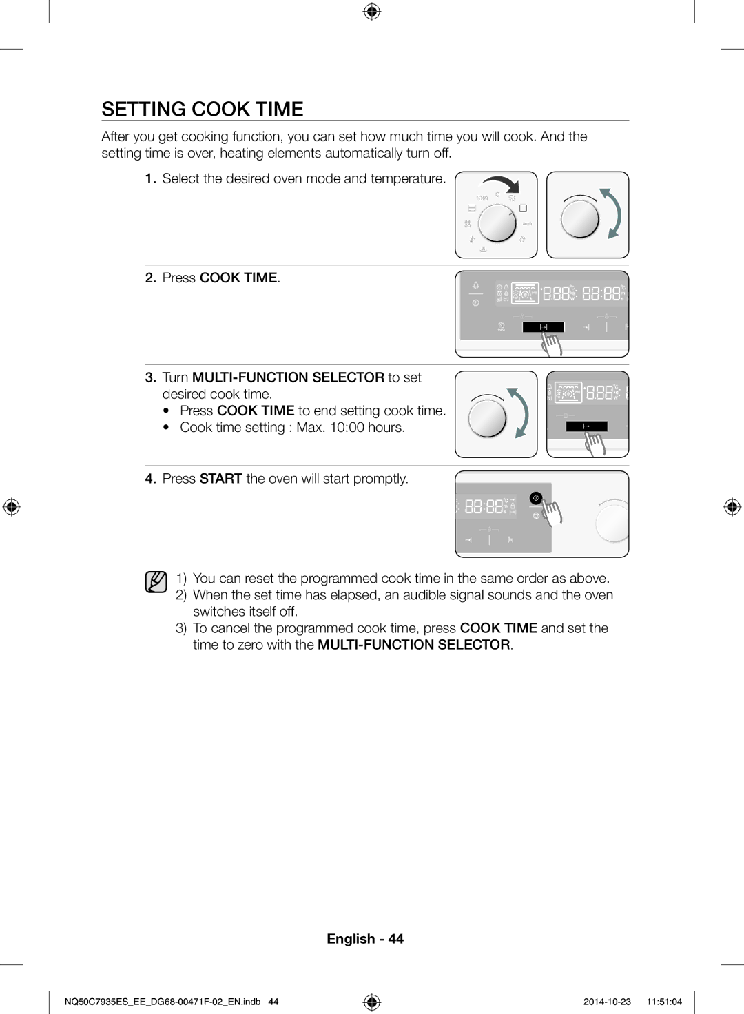 Samsung NQ50C7935ES/EE manual Setting cook time 