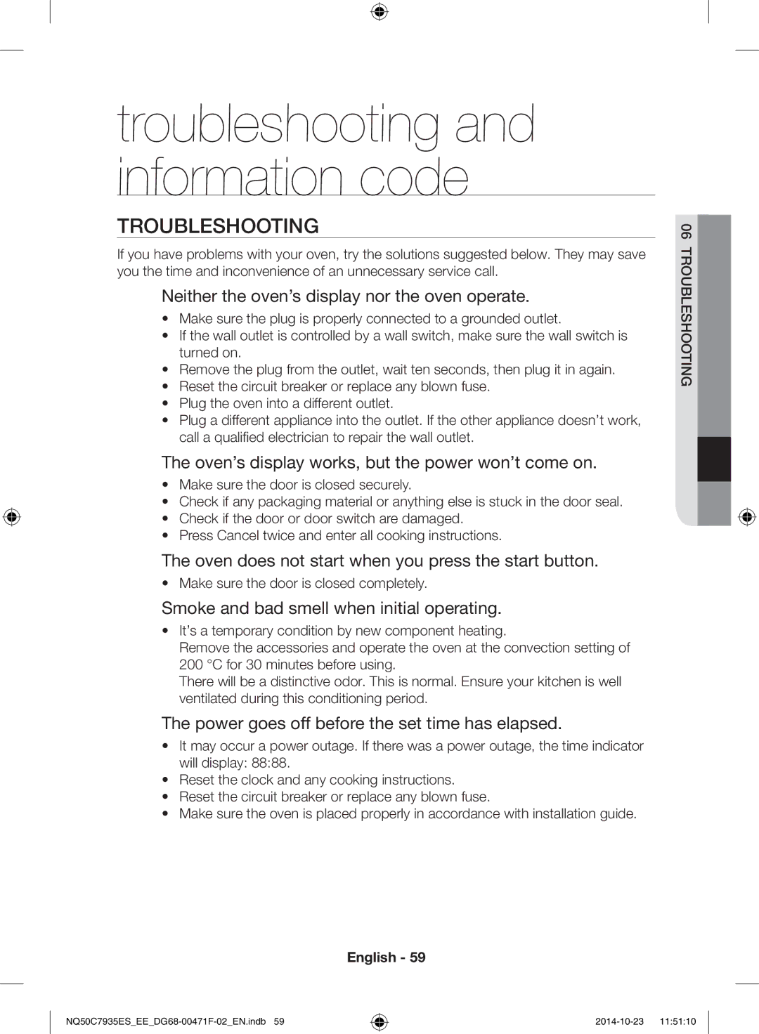 Samsung NQ50C7935ES/EE manual Troubleshooting 