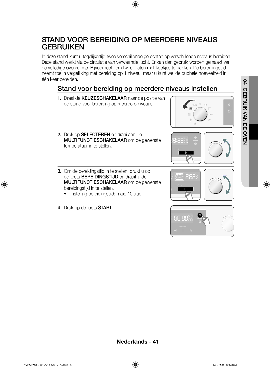 Samsung NQ50C7935ES/EF manual Stand Voor Bereiding OP Meerdere Niveaus Gebruiken 