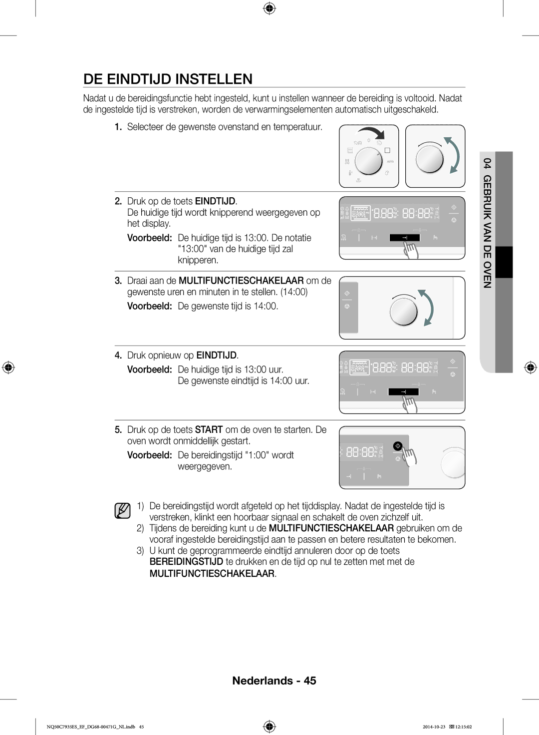 Samsung NQ50C7935ES/EF manual DE Eindtijd Instellen 