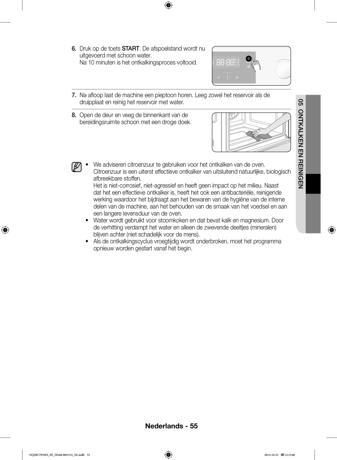 Samsung NQ50C7935ES/EF manual Ontkalken EN Reinigen 