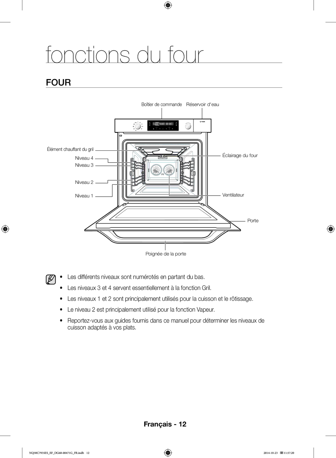 Samsung NQ50C7935ES/EF manual Fonctions du four, Four 