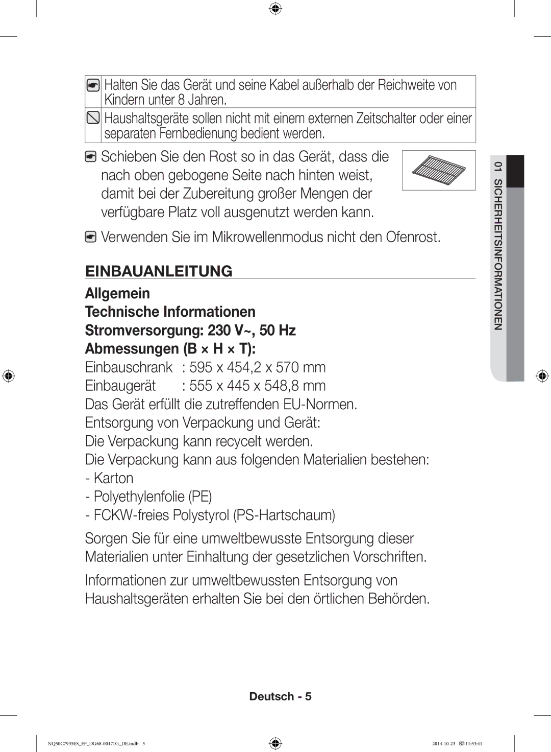 Samsung NQ50C7935ES/EF manual Einbauanleitung 