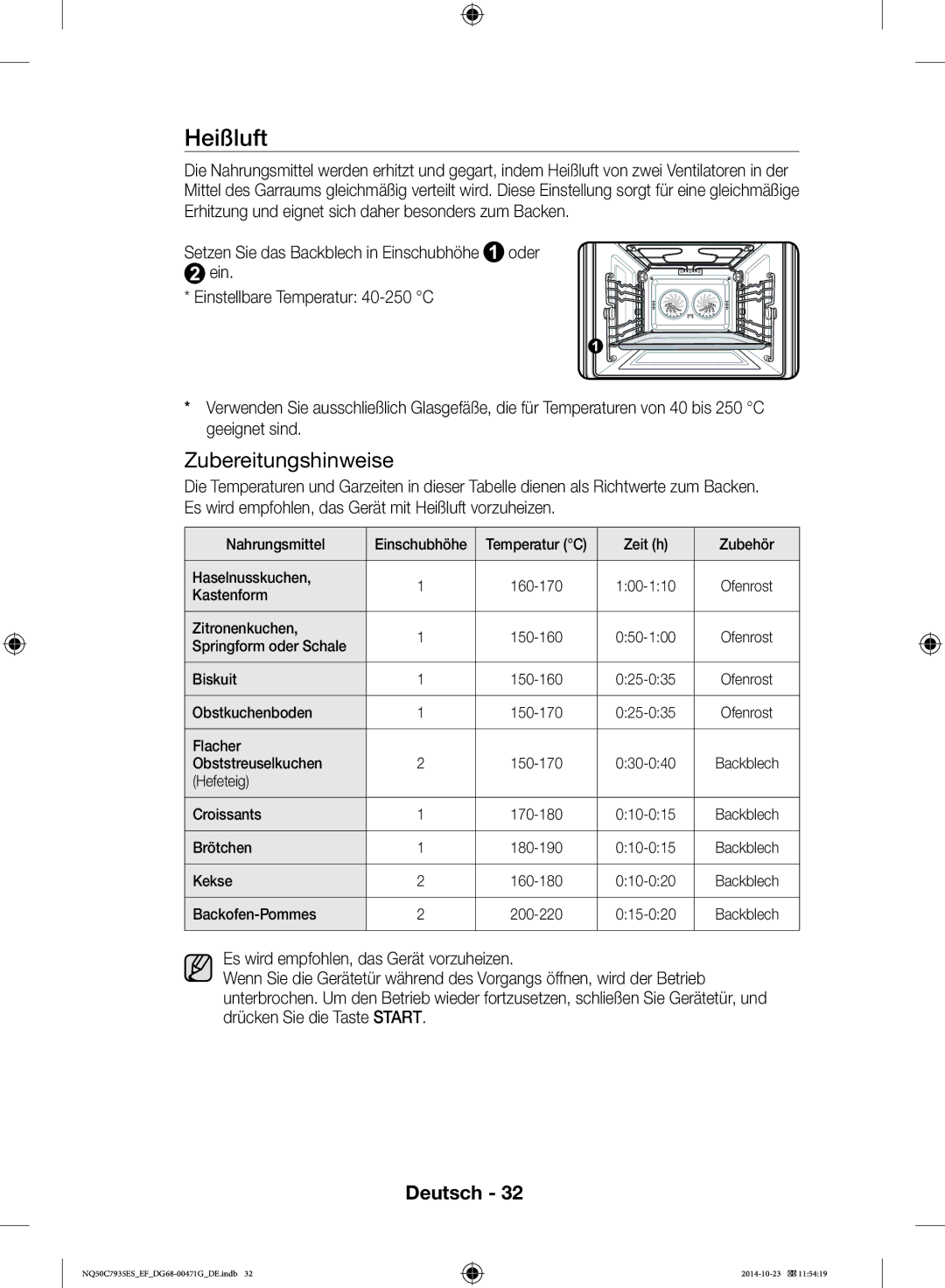 Samsung NQ50C7935ES/EF manual Heißluft 