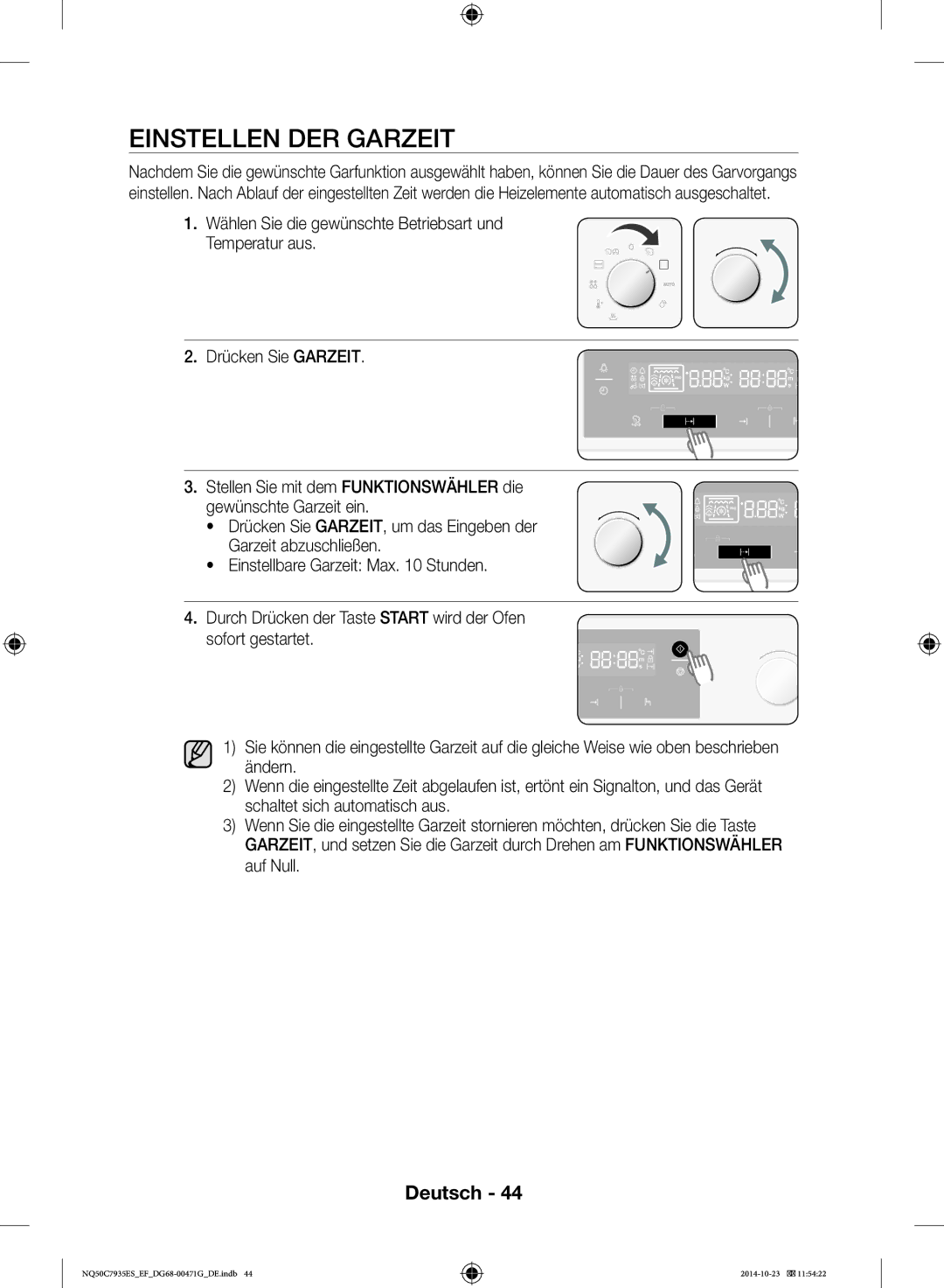 Samsung NQ50C7935ES/EF manual Einstellen DER Garzeit 