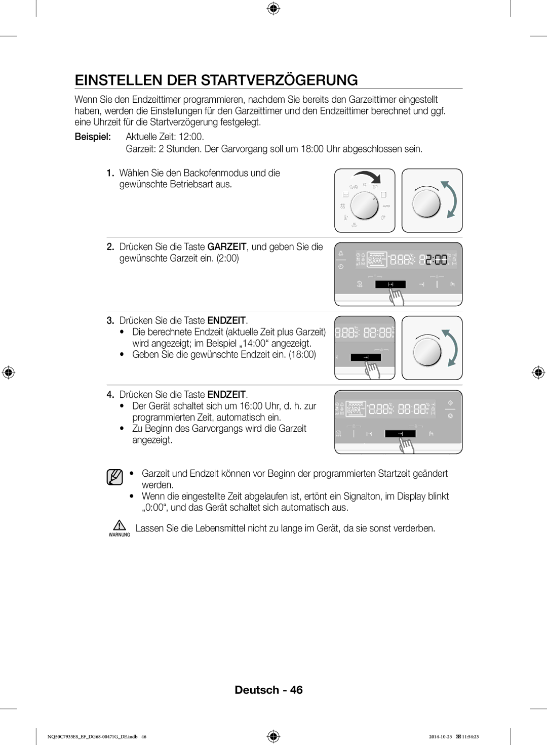 Samsung NQ50C7935ES/EF manual Einstellen DER Startverzögerung 