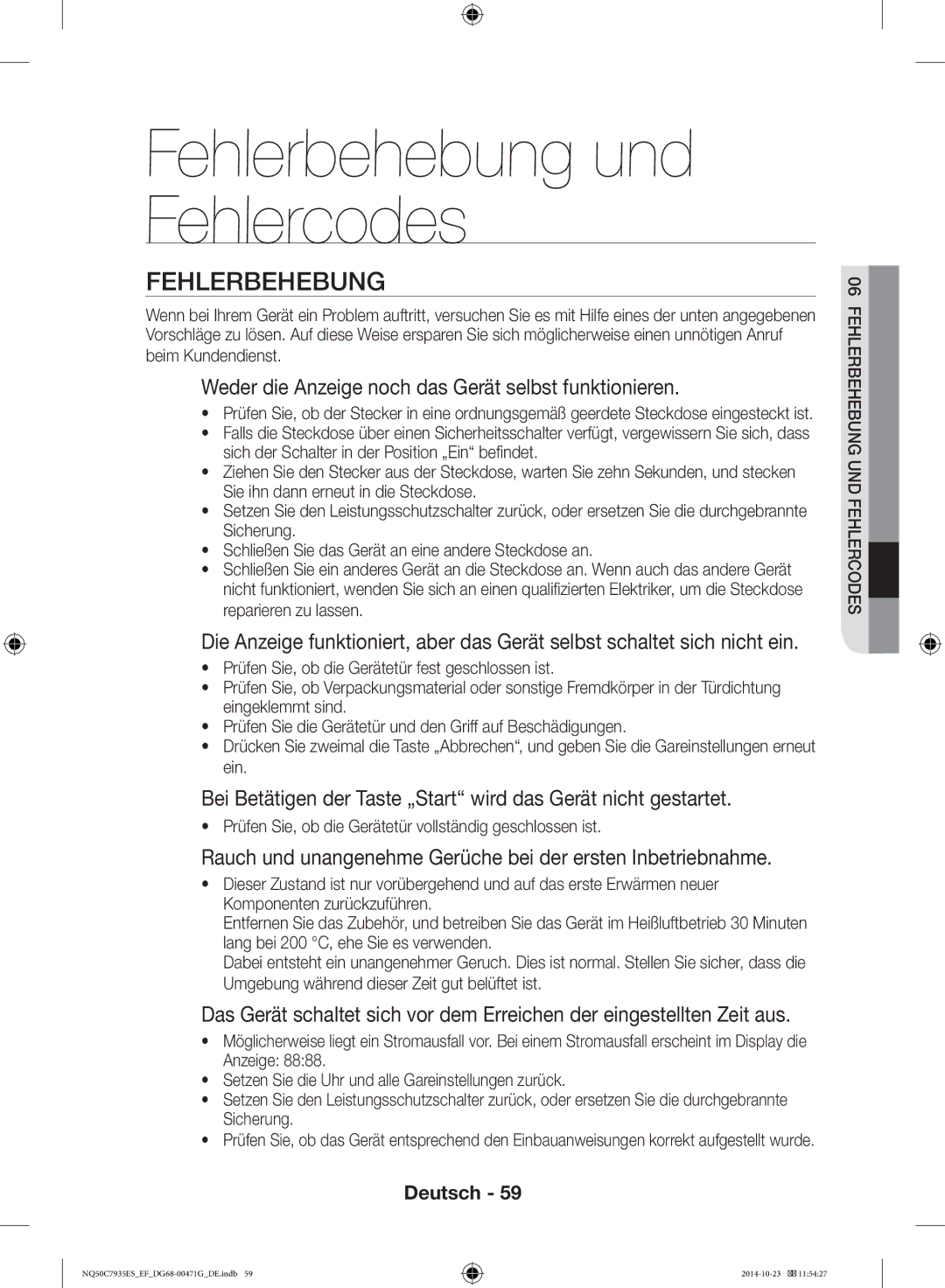 Samsung NQ50C7935ES/EF manual Fehlerbehebung, Weder die Anzeige noch das Gerät selbst funktionieren 