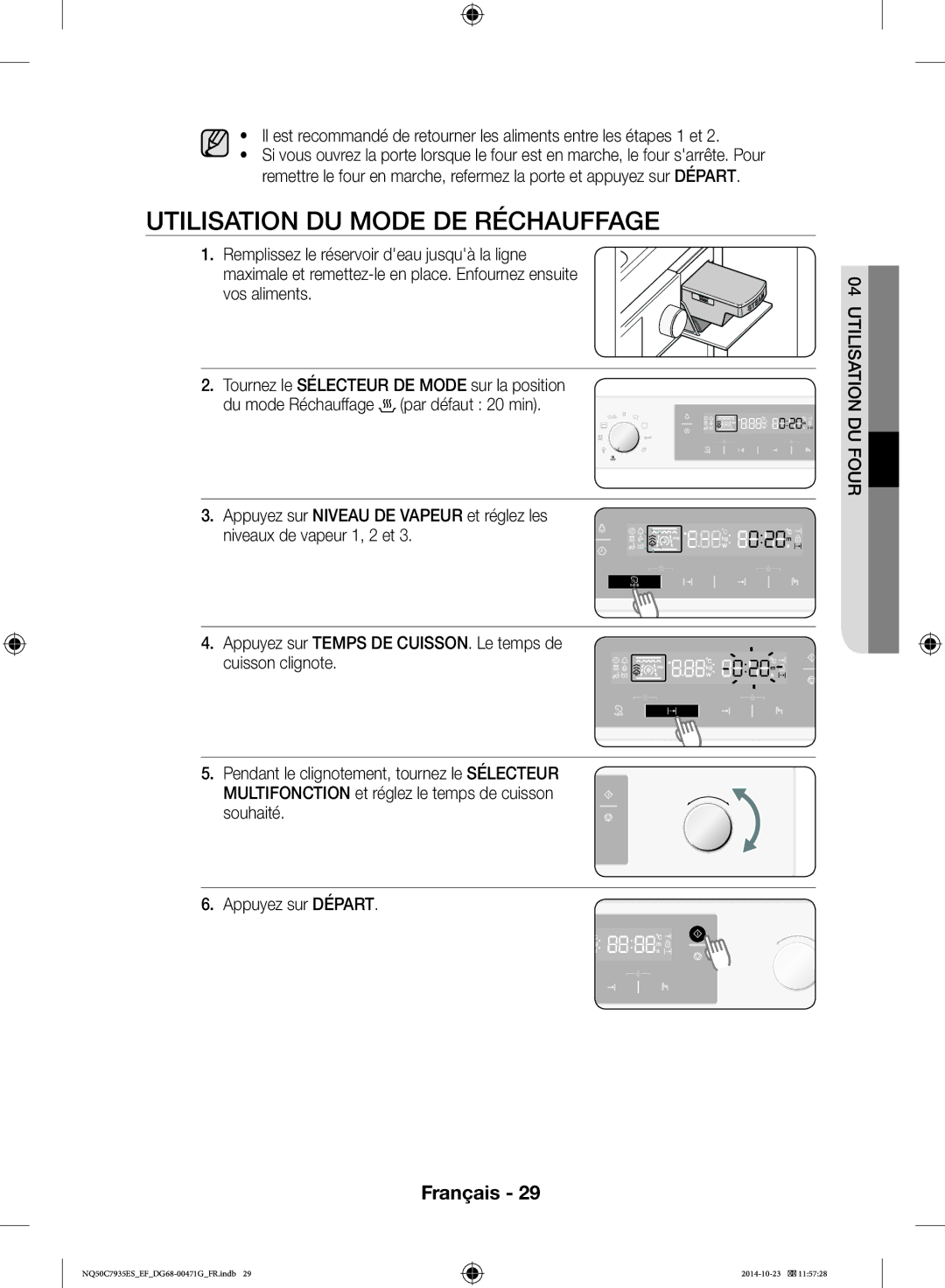 Samsung NQ50C7935ES/EF manual Utilisation DU Mode DE Réchauffage 