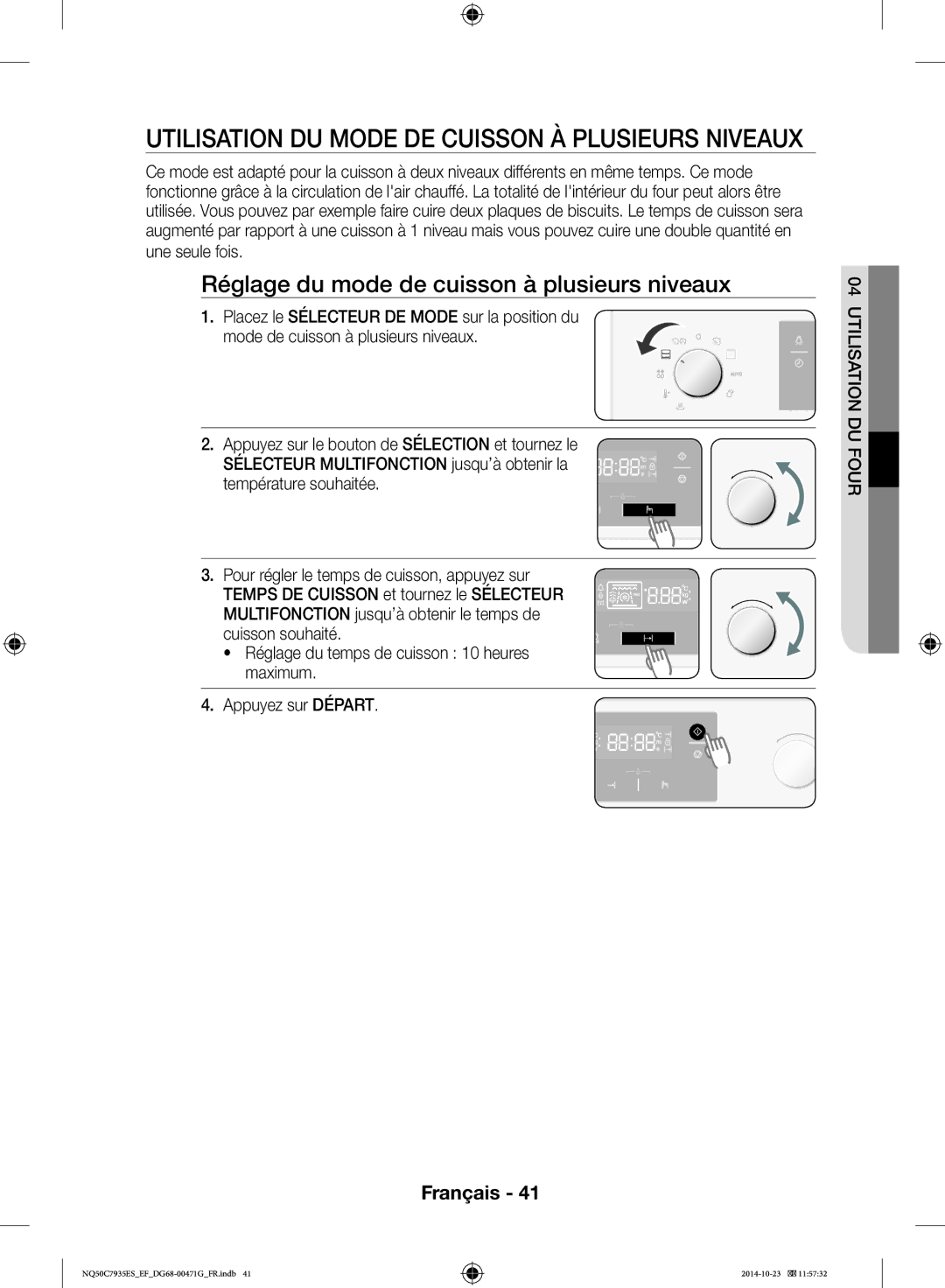 Samsung NQ50C7935ES/EF Utilisation DU Mode DE Cuisson À Plusieurs Niveaux, Réglage du mode de cuisson à plusieurs niveaux 