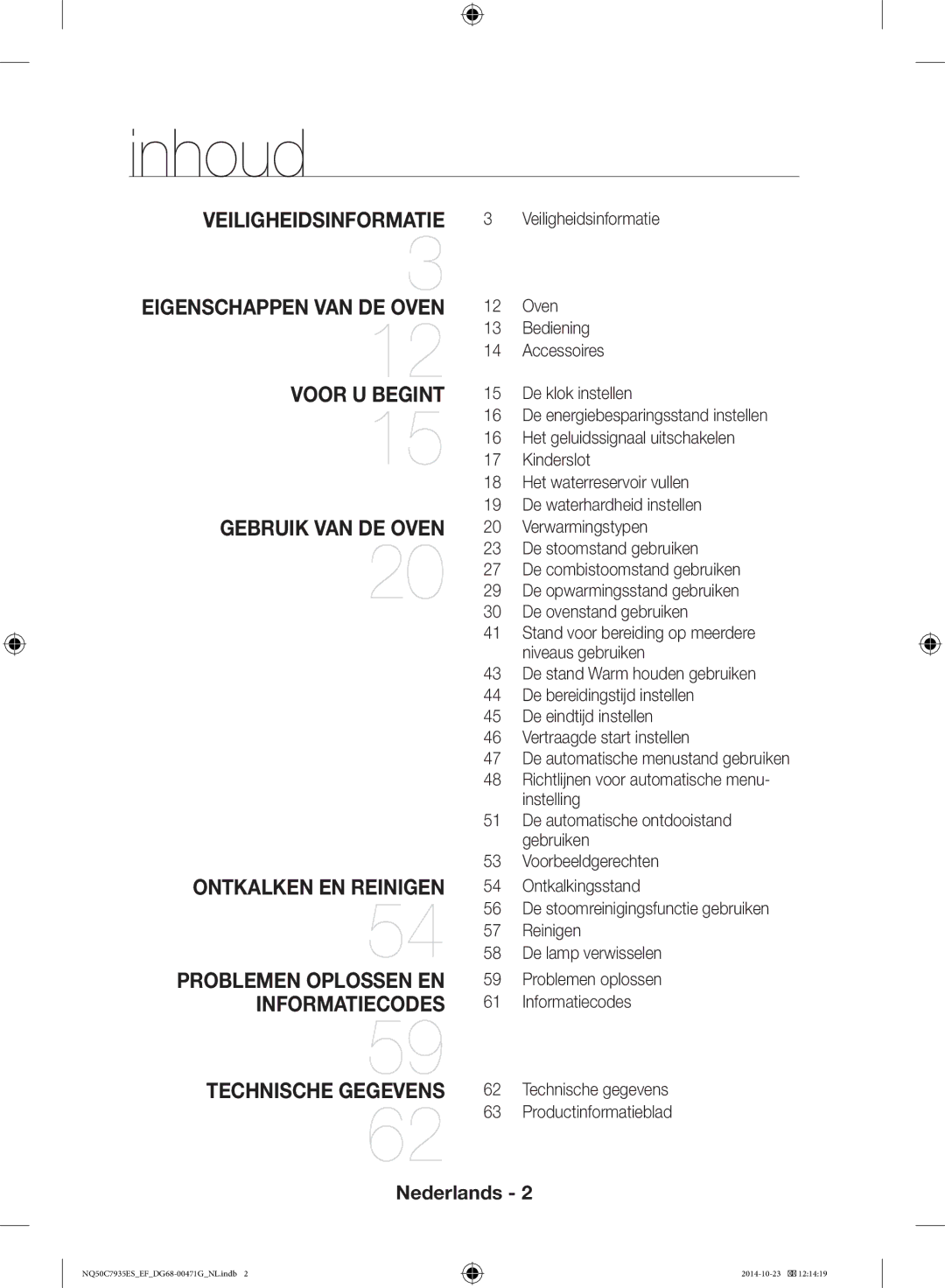 Samsung NQ50C7935ES/EF manual Inhoud, Technische Gegevens 