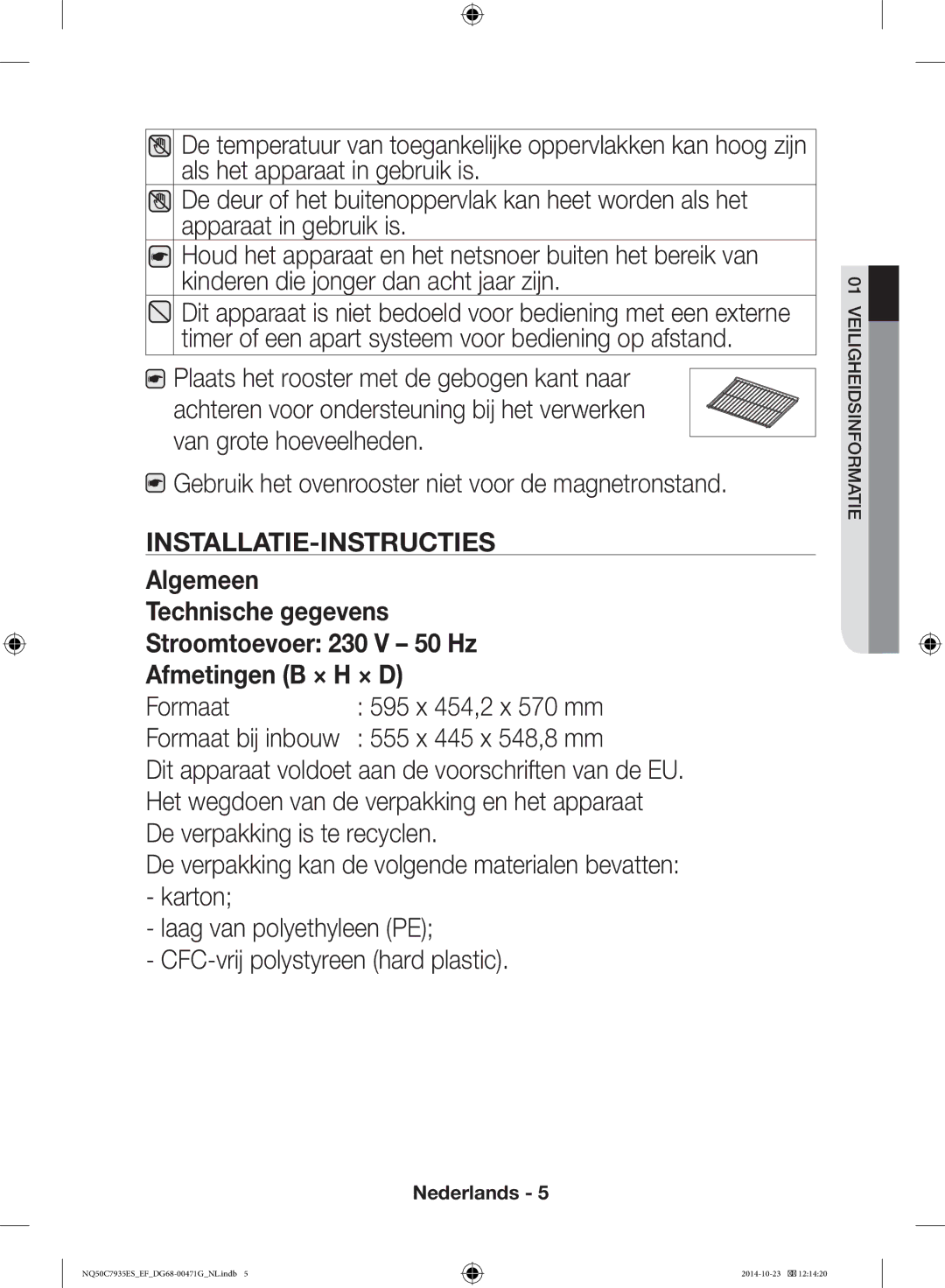 Samsung NQ50C7935ES/EF manual Installatie-Instructies, 555 x 445 x 548,8 mm 