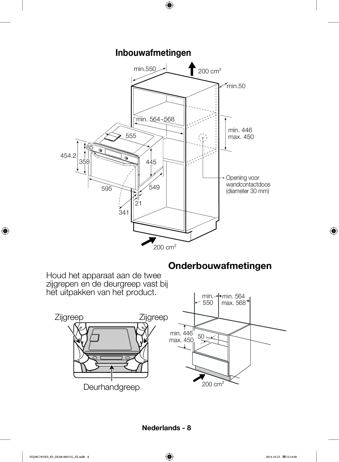 Samsung NQ50C7935ES/EF manual ZijgreepZijgreep, Deurhandgreep 