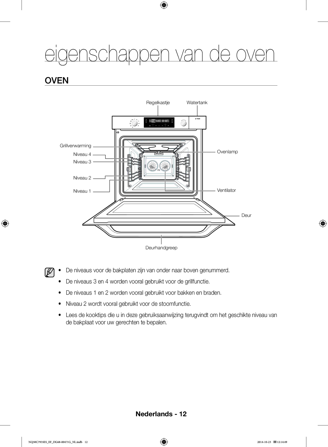 Samsung NQ50C7935ES/EF manual Eigenschappen van de oven, Oven 