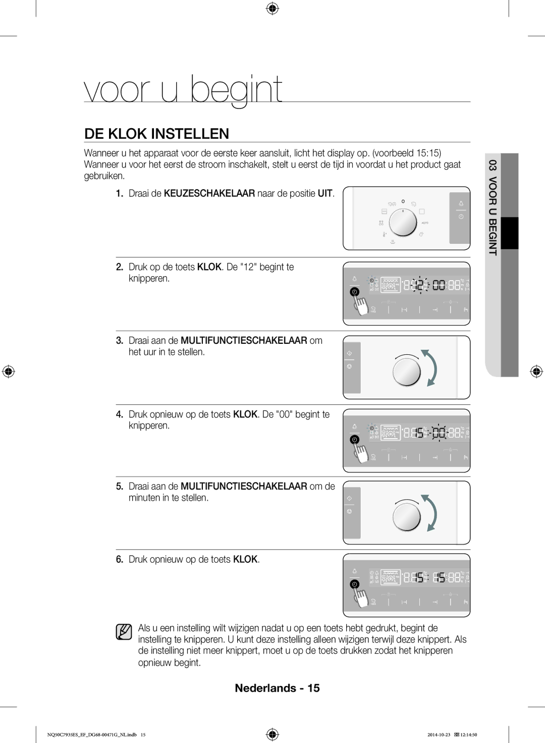 Samsung NQ50C7935ES/EF manual Voor u begint, DE Klok Instellen 