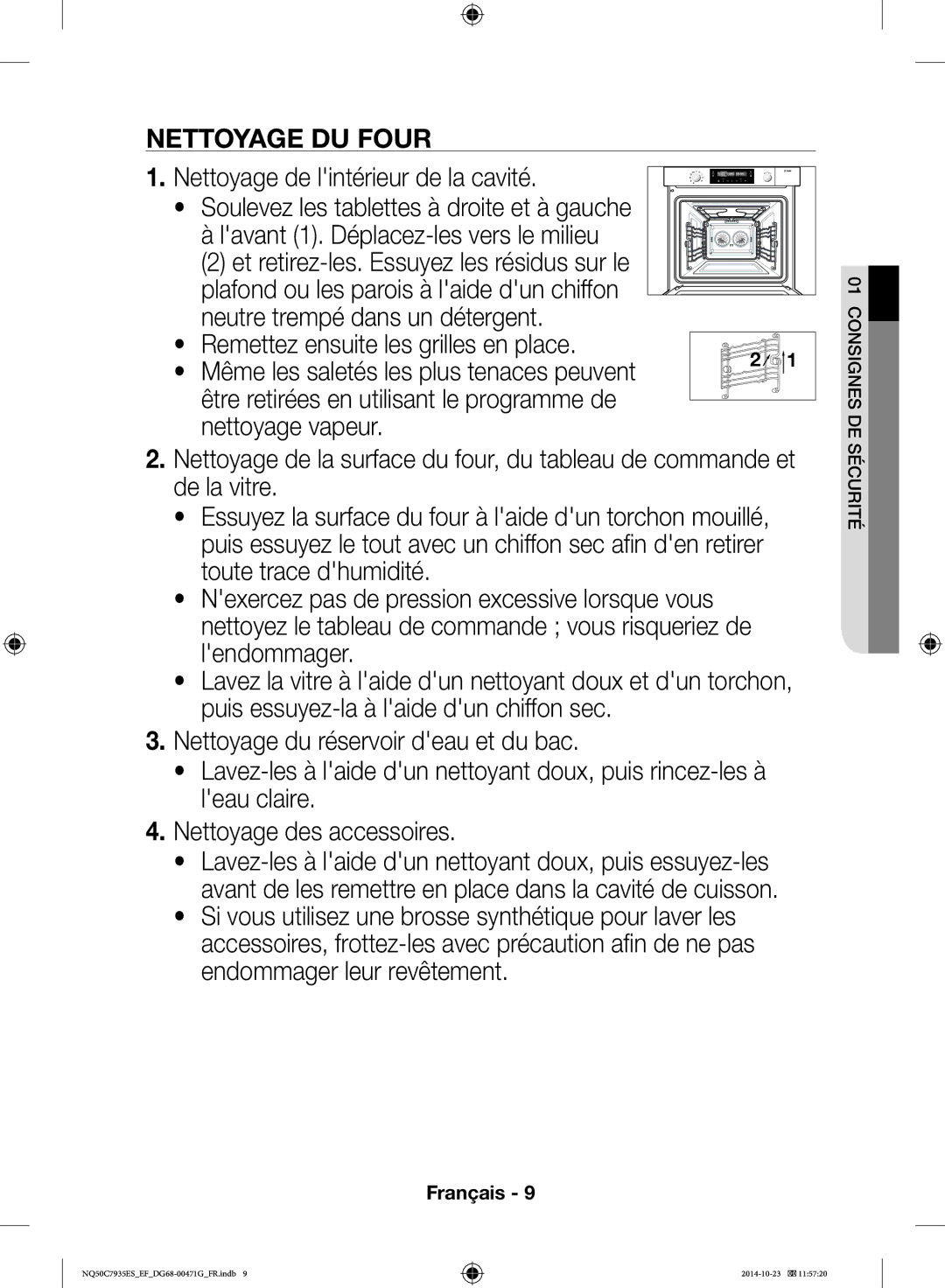 Samsung NQ50C7935ES/EF manual Nettoyage DU Four, Retirer 