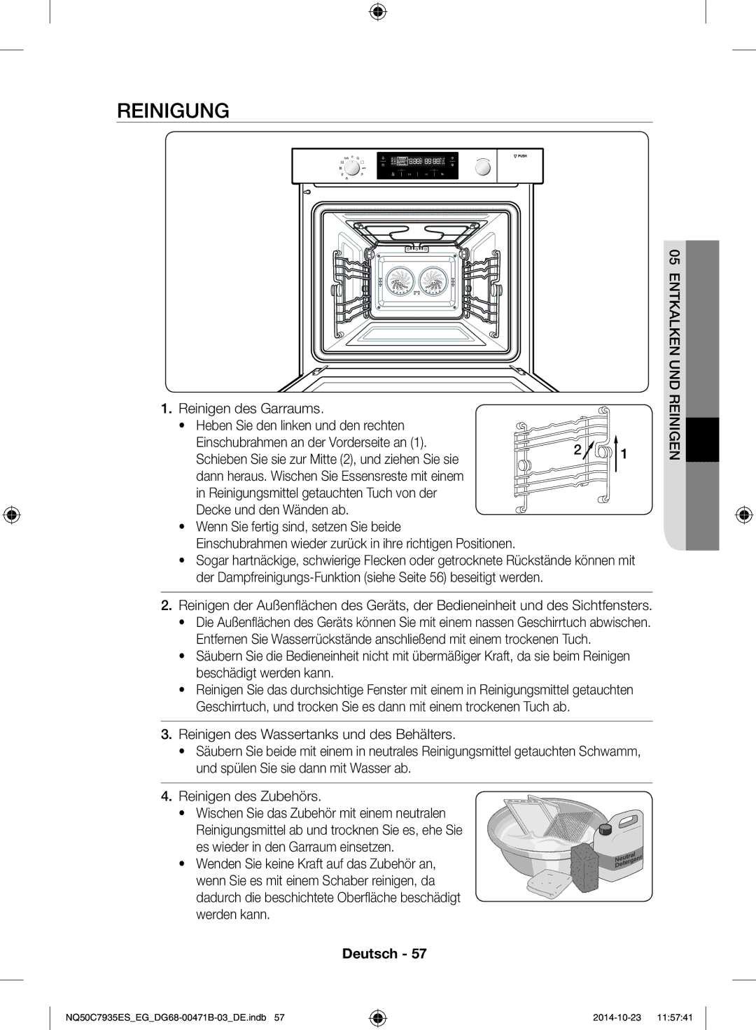 Samsung NQ50C7935ES/EG manual Reinigung 