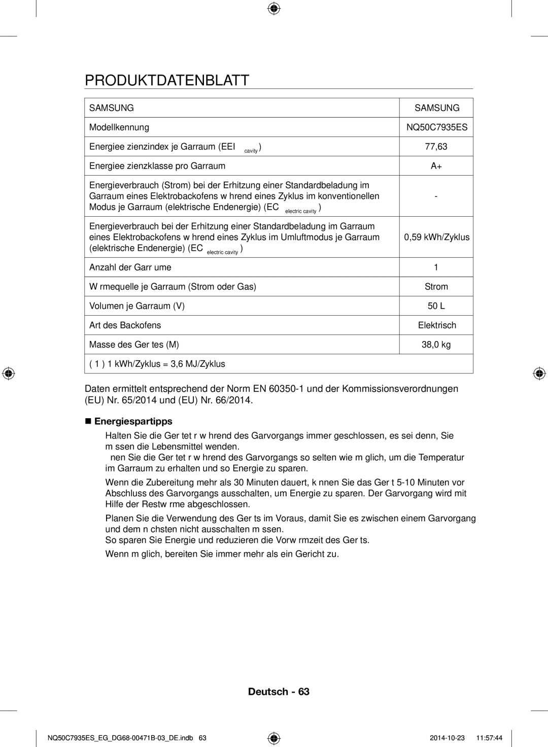 Samsung NQ50C7935ES/EG manual Produktdatenblatt, Samsung 