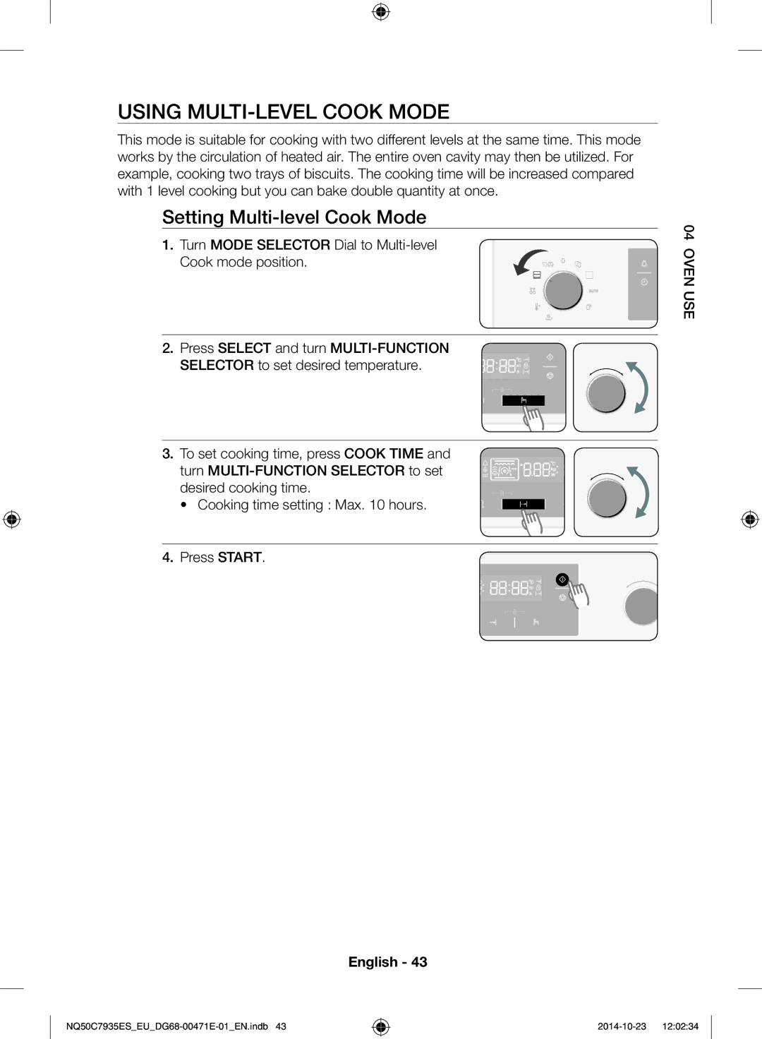 Samsung NQ50C7935ES/EU manual Using multi-level cook mode, Setting Multi-level Cook Mode 