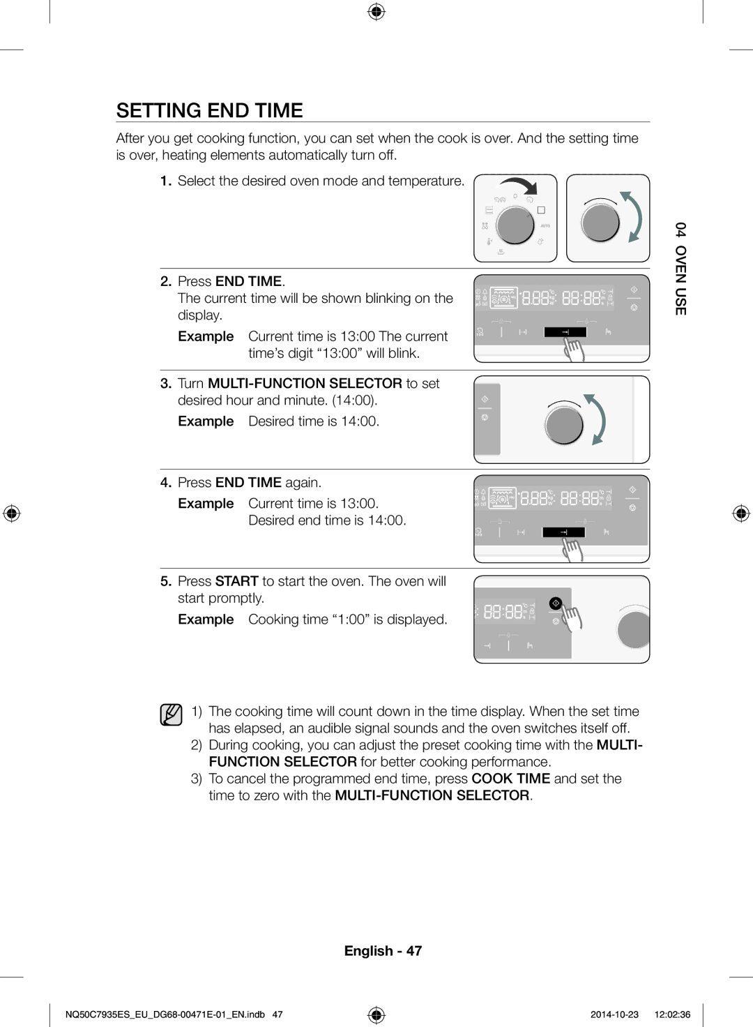 Samsung NQ50C7935ES/EU manual Setting end time 