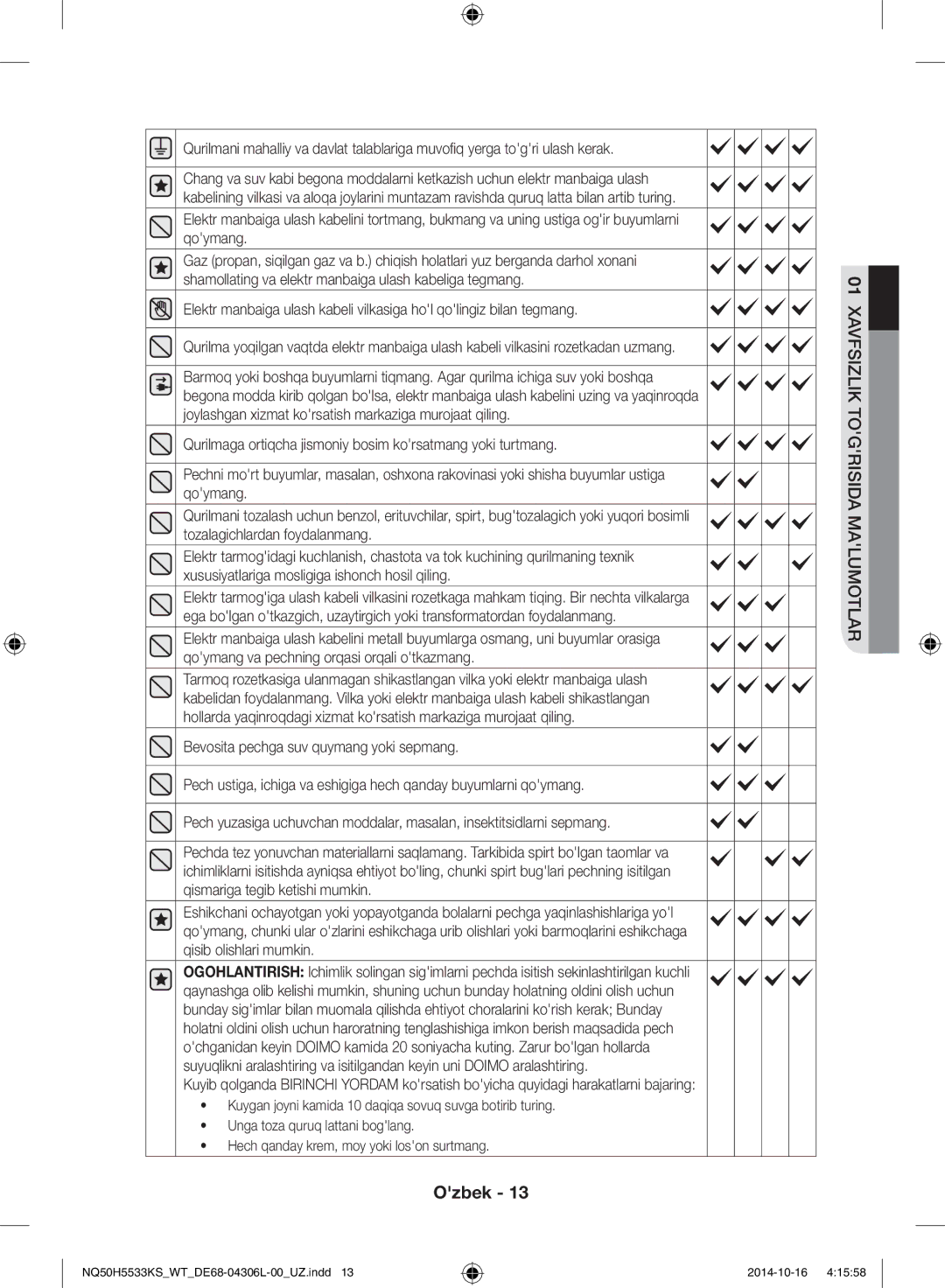 Samsung NQ50H5533KS/WT manual Ozbek 