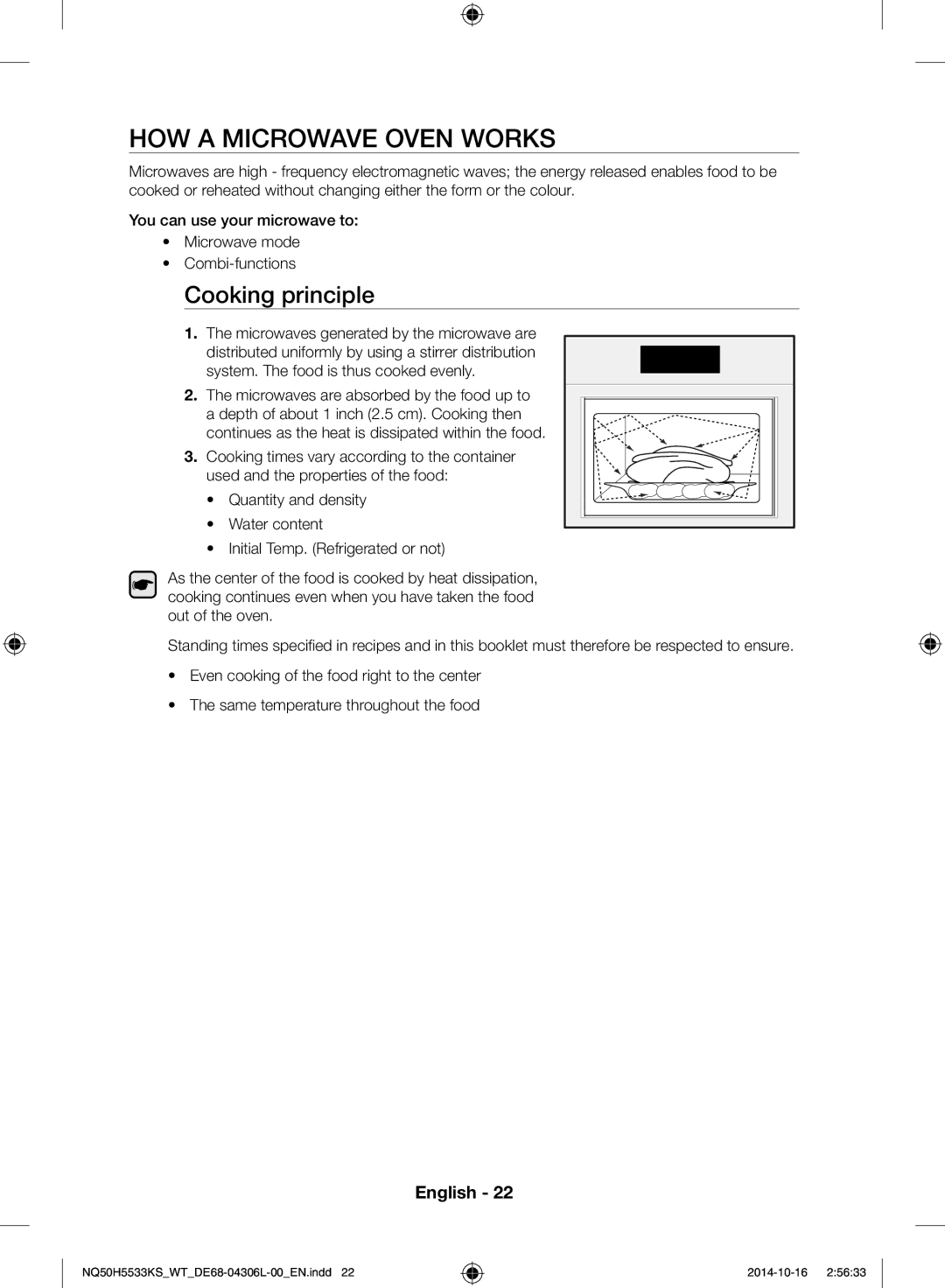 Samsung NQ50H5533KS/WT manual How a microwave oven works, Cooking principle 