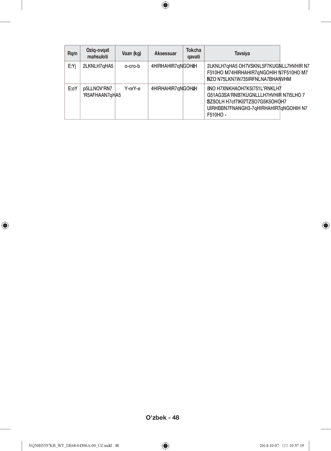 Samsung NQ50H5537KB/WT manual Olmali pirog, Gollandcha, Yangi xamirni mos olchamli, Qoying 