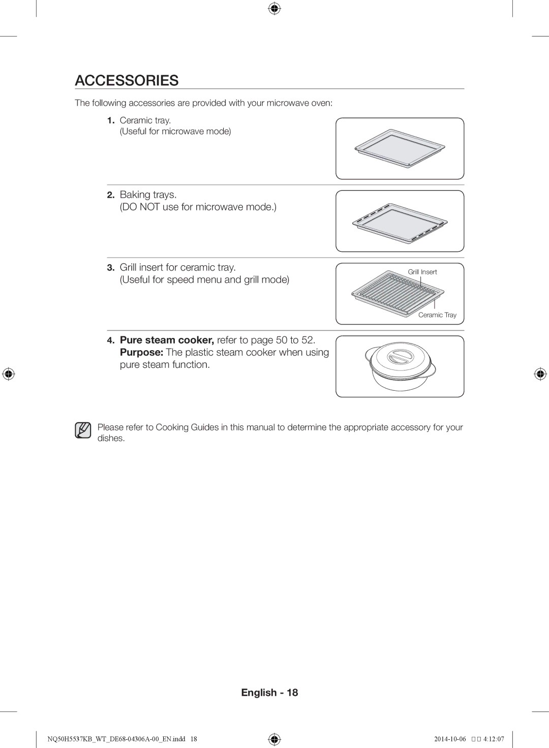 Samsung NQ50H5537KB/WT manual Accessories 