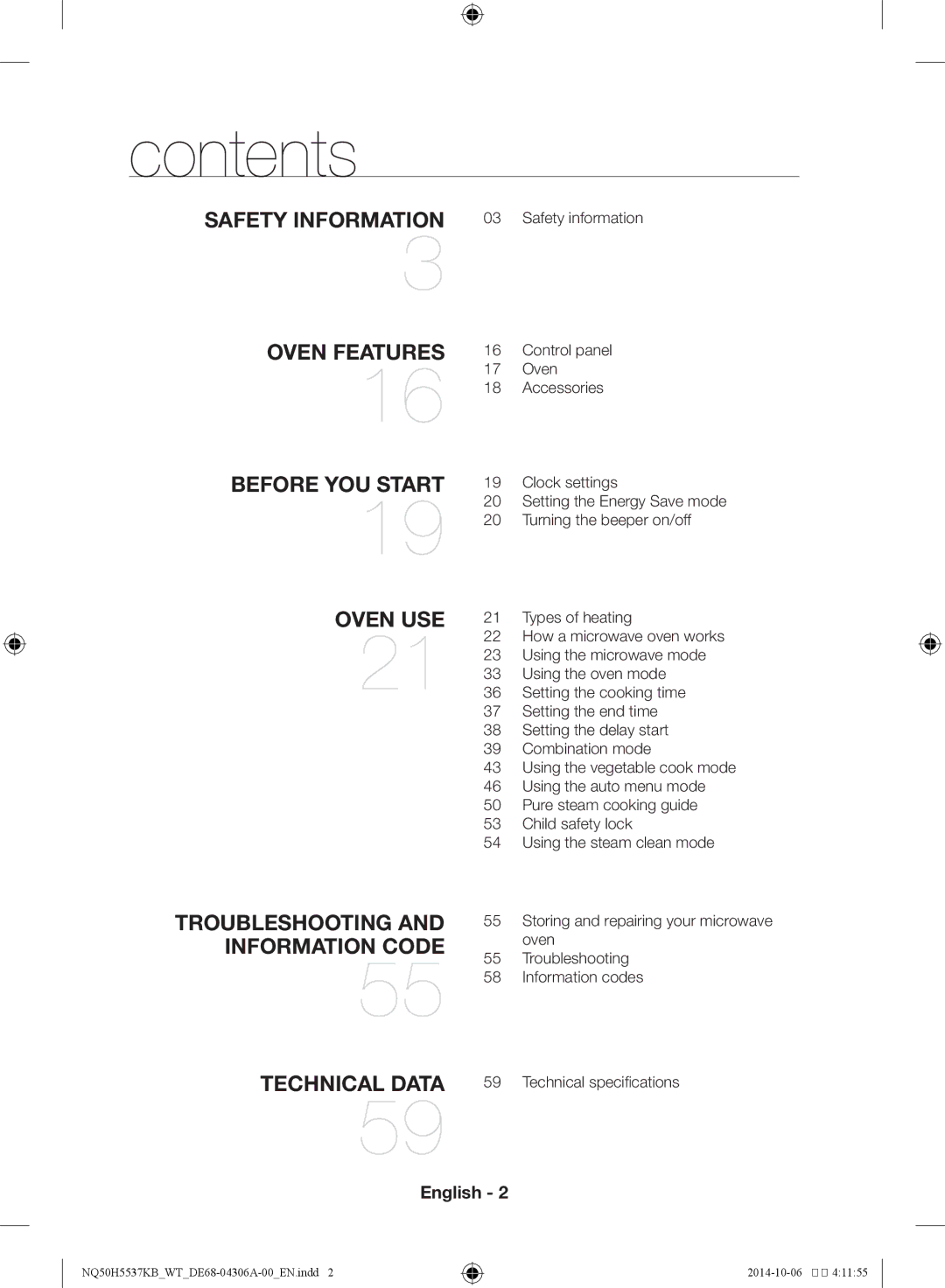 Samsung NQ50H5537KB/WT manual Contents 